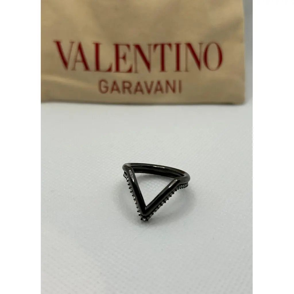 Valentino alentino Garavani V Crystal Ring Black Size ONE SIZE - 3 Thumbnail