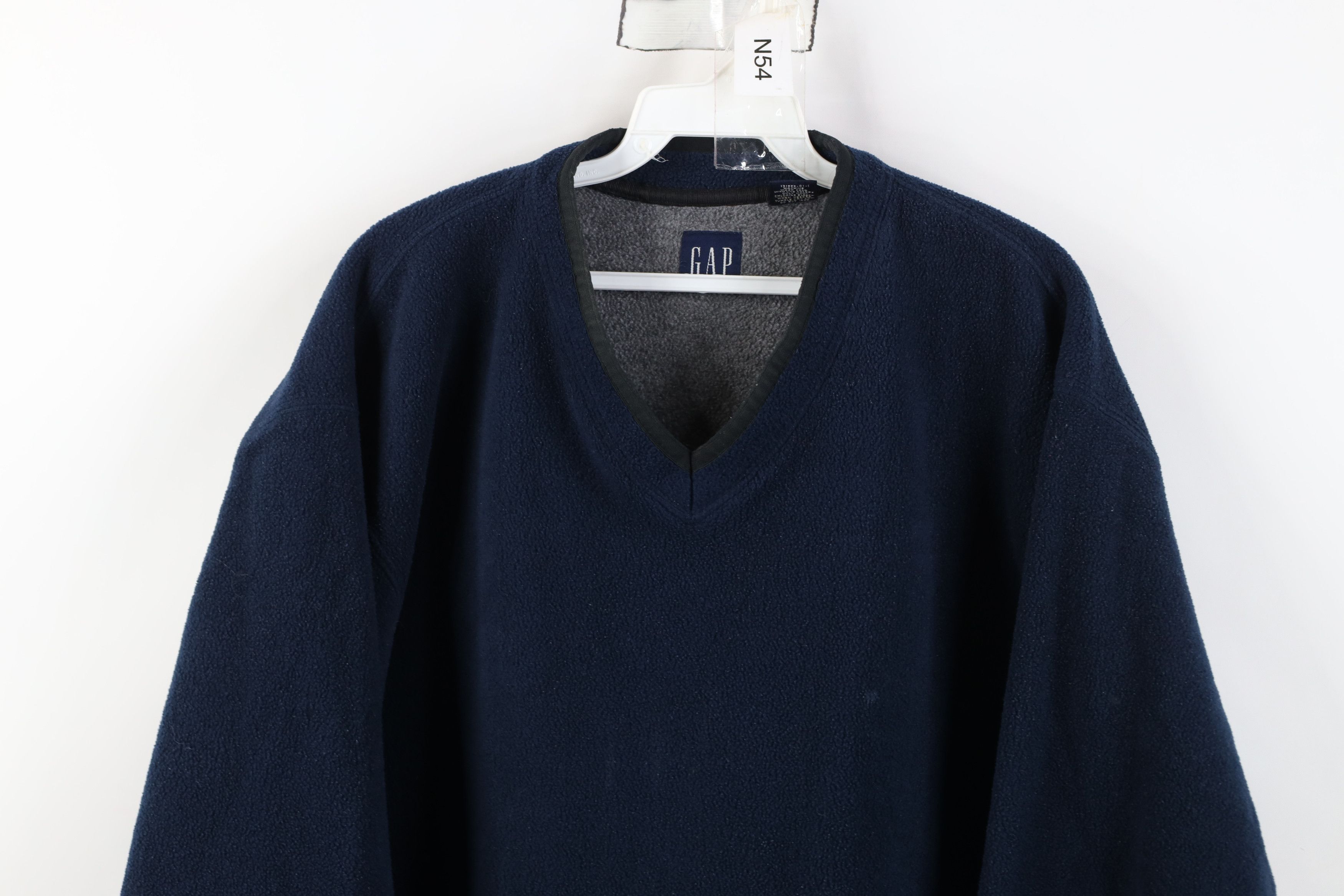 Gap Vintage 90s Y2K Gap Blank Thick Fleece V-Neck Sweater Blue Size US L / EU 52-54 / 3 - 2 Thumbnail