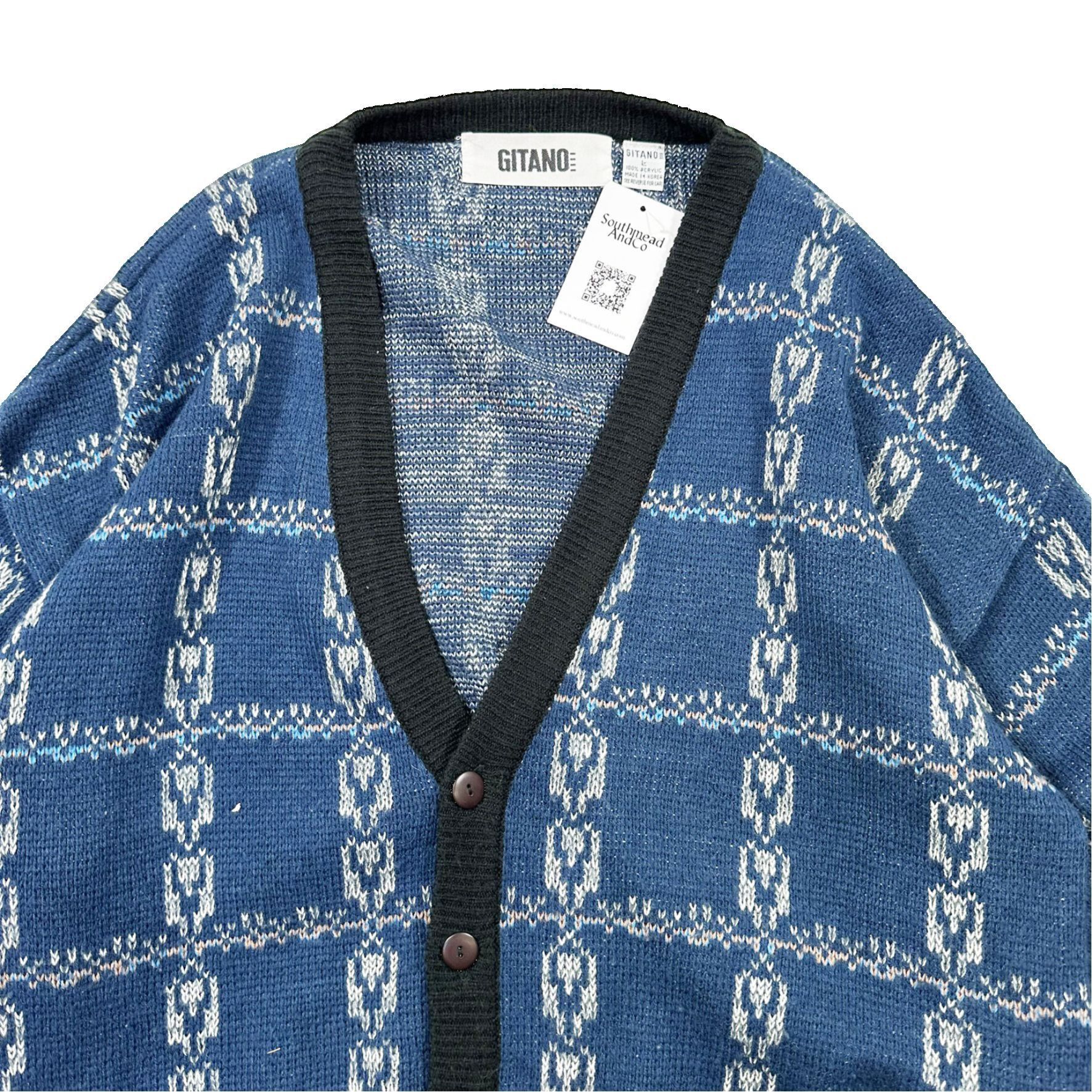 Vintage Vintage 90s Gitano Big Patterned Knit Cardigan Sweater Size US XL / EU 56 / 4 - 2 Thumbnail