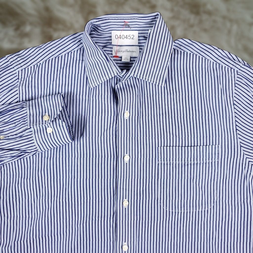 Tommy Bahama Tommy Bahama Shirt Mens 16.5 Blue Striped Dress Shirt Button Up Long Sleeve Size 42R - 1 Thumbnail
