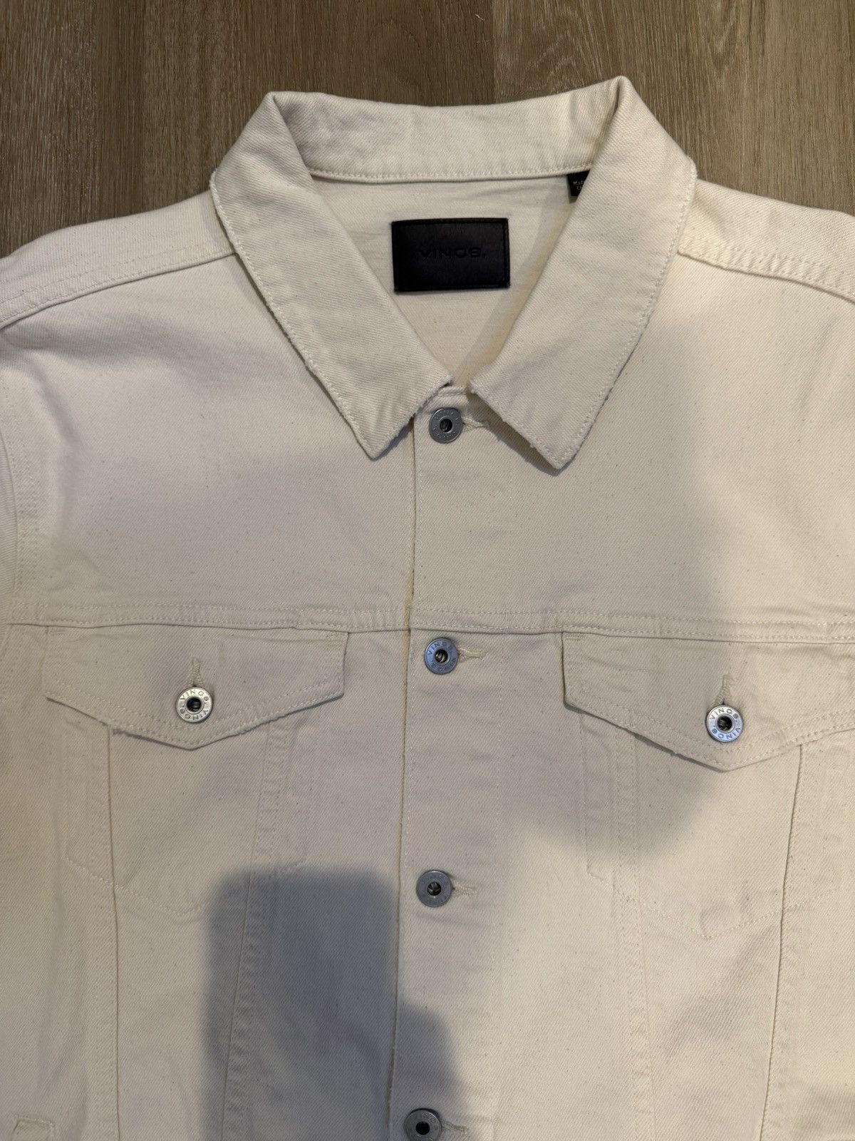 Vince Vince Cream Denim Trucker Jacket Size L RARE Size US L / EU 52-54 / 3 - 2 Thumbnail
