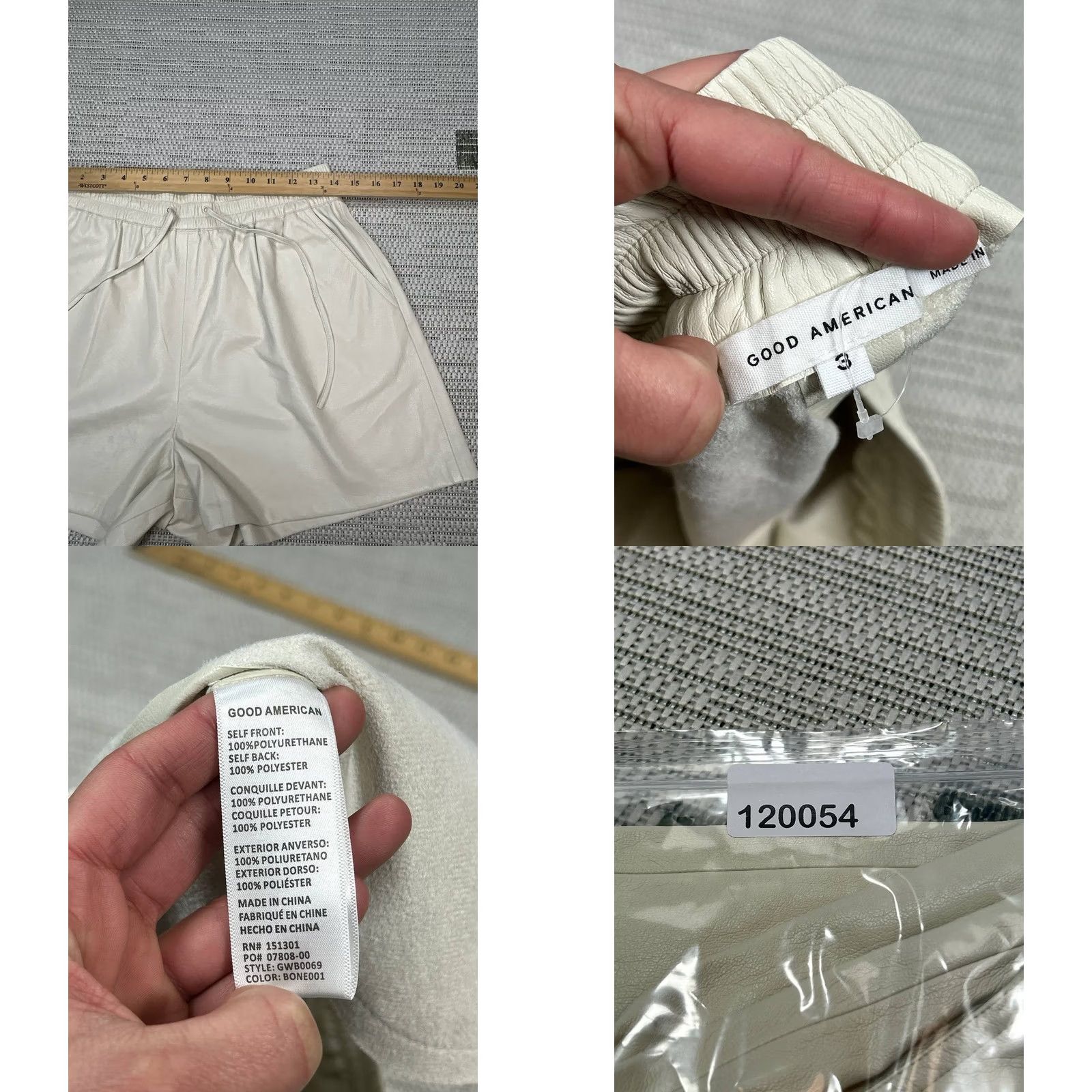 Good American Good American Shorts Womens 3 Beige Better Than Leather Fleece Lined Drawstring Size 26" / US 2 / IT 38 - 8 Thumbnail