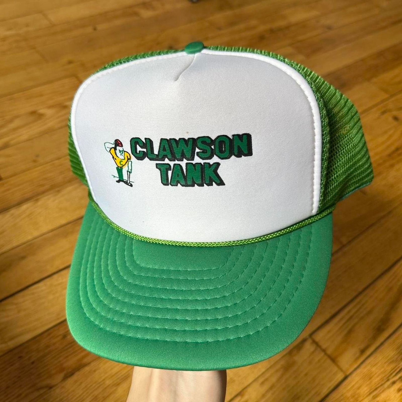 Vintage Vintage 90s Clawson Tank Green White Funny Trucker Hat Size ONE SIZE - 2 Thumbnail