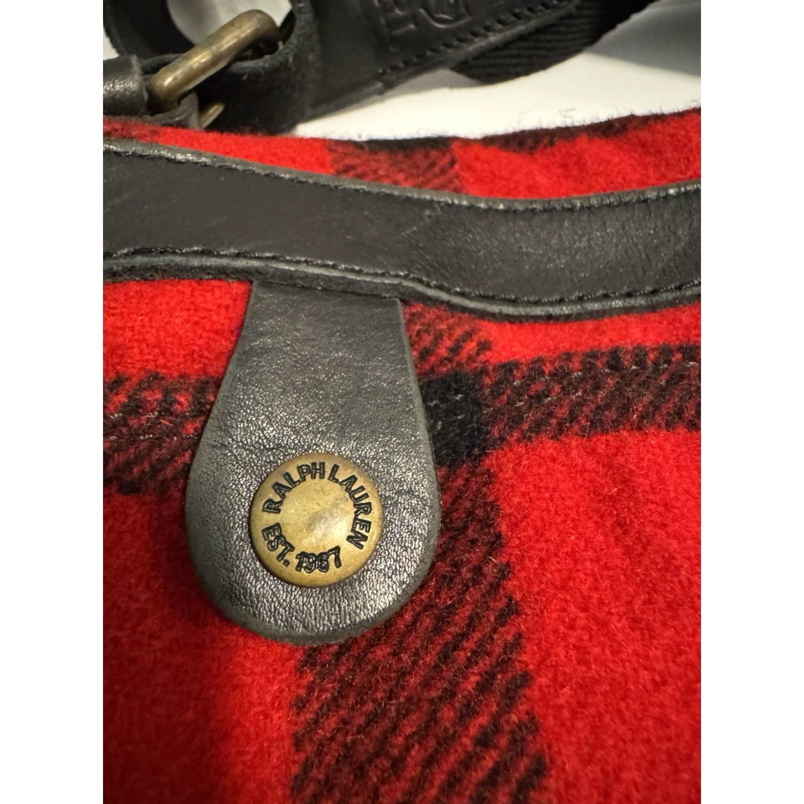 Polo Ralph Lauren VINTAGE Polo Ralph Lauren 100% Wool Buffalo Plaid Shoulder Bag RLPC 13x21 Mens Womens Size ONE SIZE - 7 Thumbnail