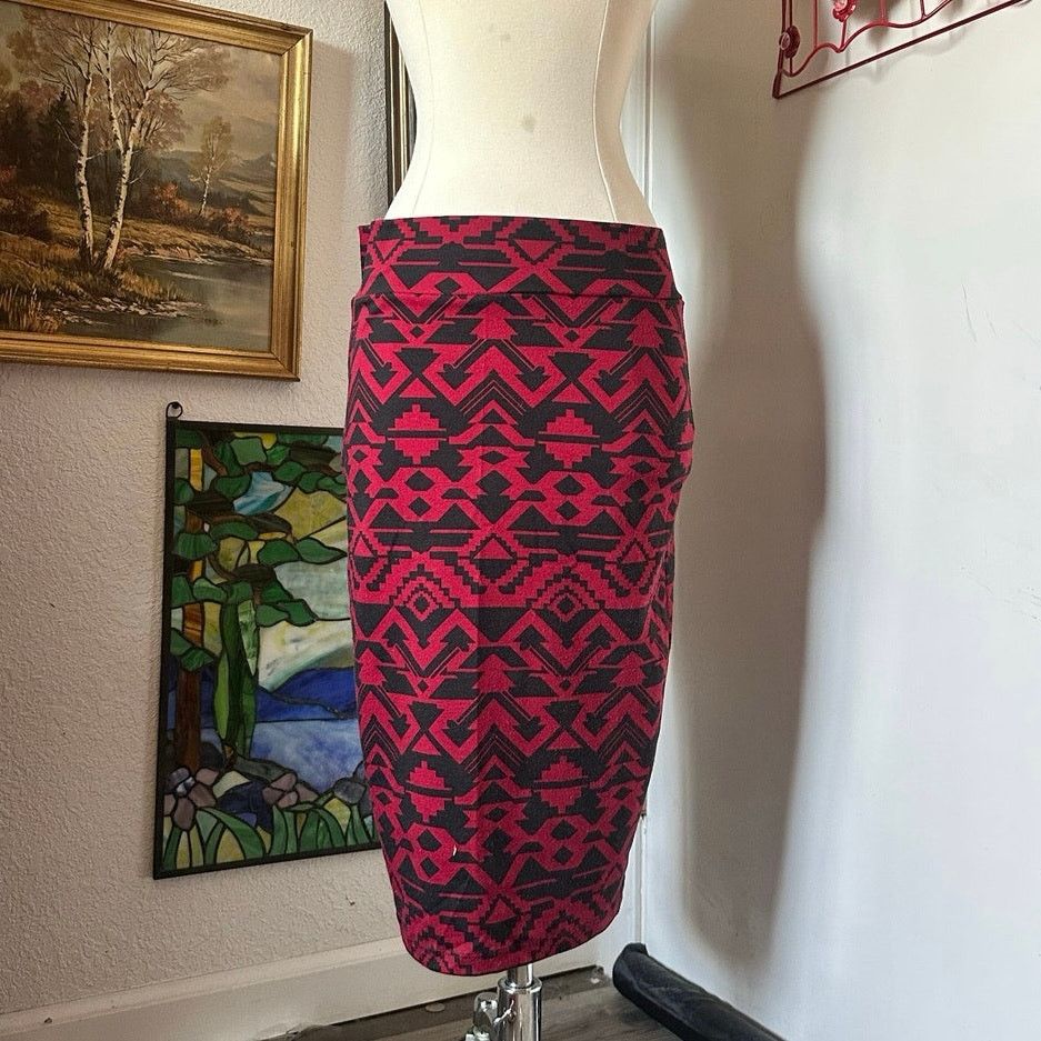 Other heart brand red black zig zag midi skirt Size 34" / US 12 / IT 48 - 1 Thumbnail