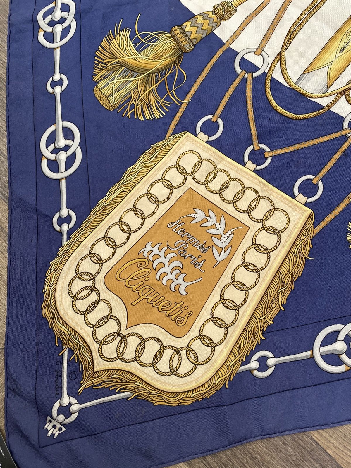 Hermes Vintage HERMES Carre 90 Cliquetis Scarf Blue Size ONE SIZE - 5 Thumbnail