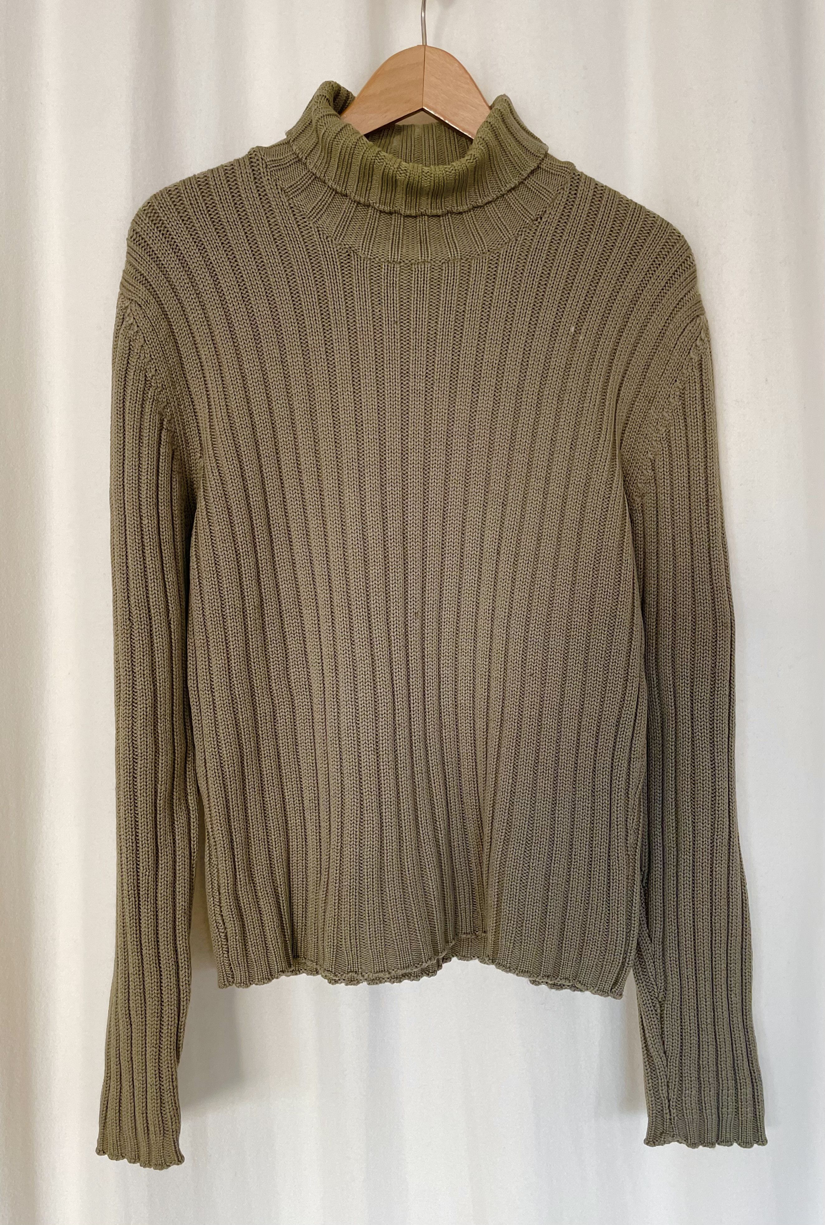 image of Archival Clothing x Helmut Lang Ribbed Military Sweater in Miltary Green, Men's (Size Small)