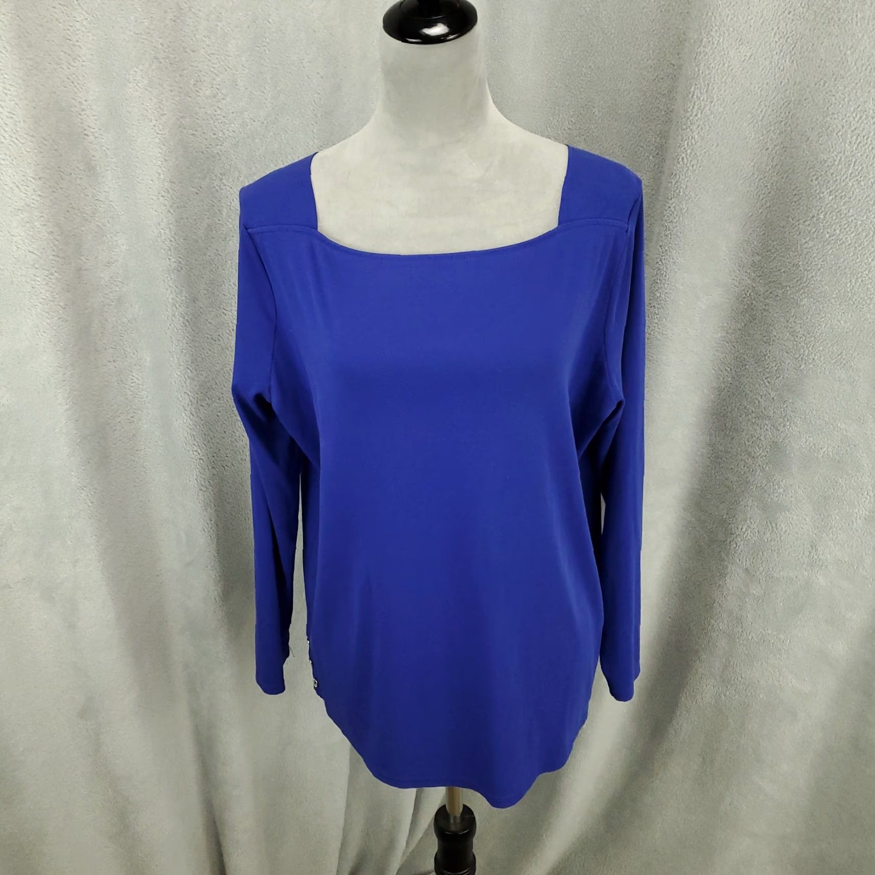 Ralph Lauren Lauren Ralph Lauren Shirt Womens 2X Blue Square Neck Button Accents Pullover Size XXL / US 16-18 / IT 52-54 - 2 Thumbnail