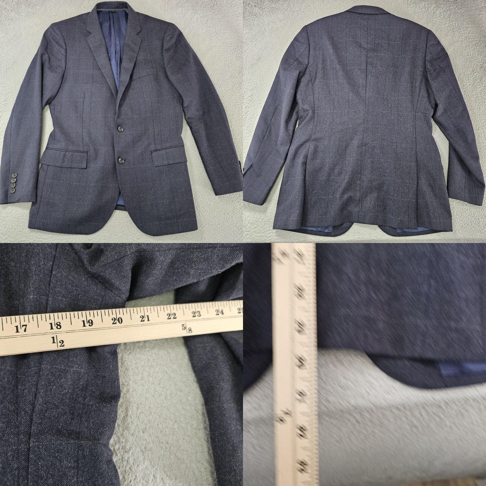 J.Crew J.Crew Blazer Mens 42R Navy Check Windowpane Ludlow Italian Wool Sport Coat Jacket Size 42R - 8 Thumbnail