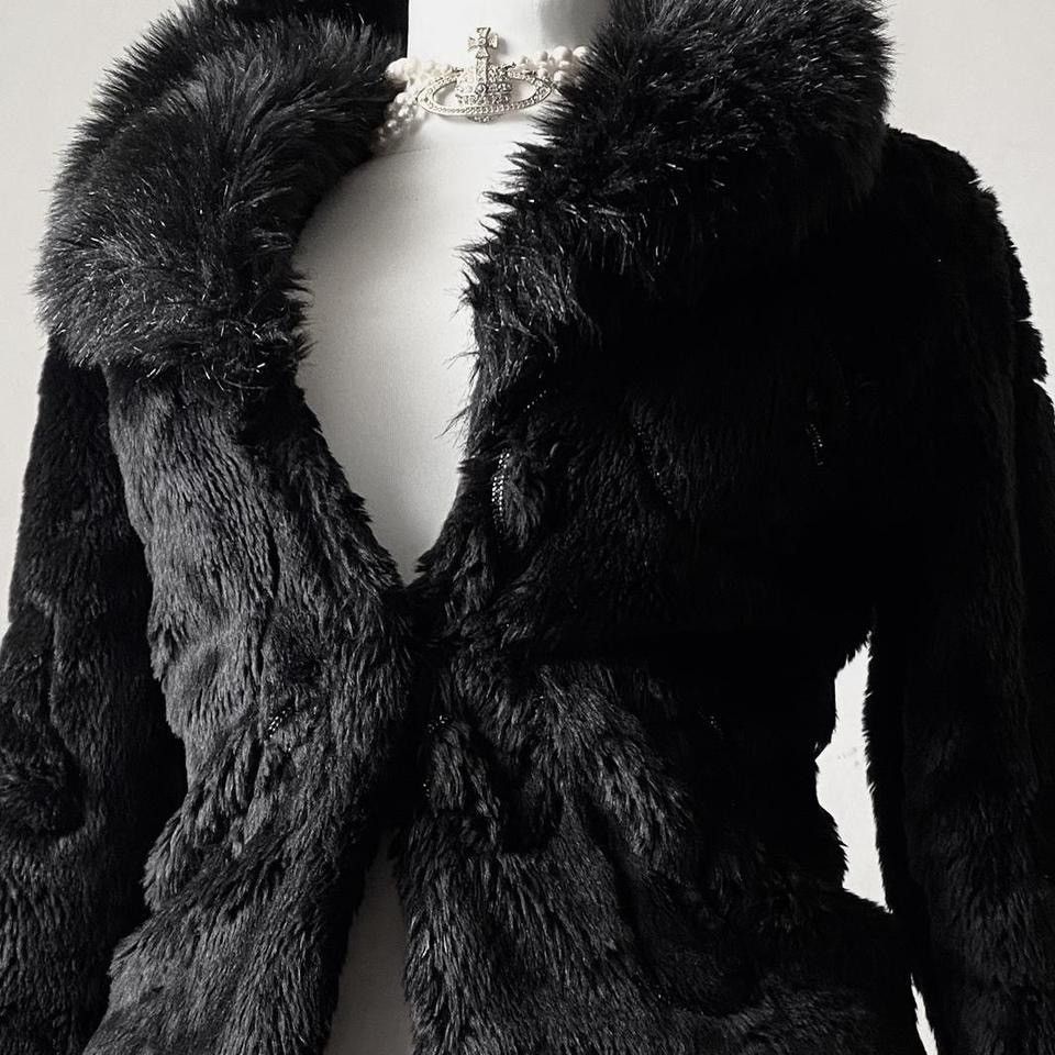 Vintage Dark fashion gothic faux fur coat 90s Size S / US 4 / IT 40 - 4 Thumbnail