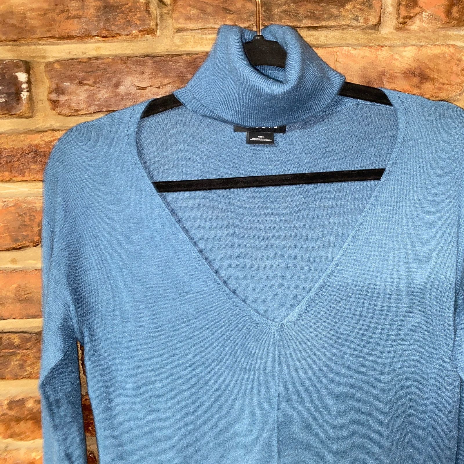 Other Trouve Blue Turtleneck Choker Keyhole Lightweight Sweater XS Size XS / US 0-2 / IT 36-38 - 3 Thumbnail