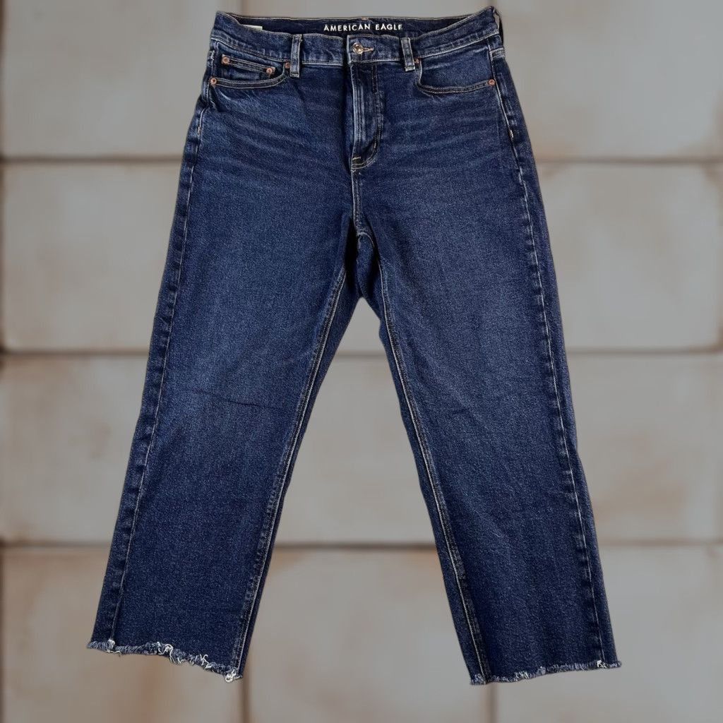 American Eagle Outfitters American Eagle Outfitters Jeans Womens 10 Short Blue Super High Rise Straight Stretch Denim Size 24" / US 00 / IT 34 - 1 Thumbnail