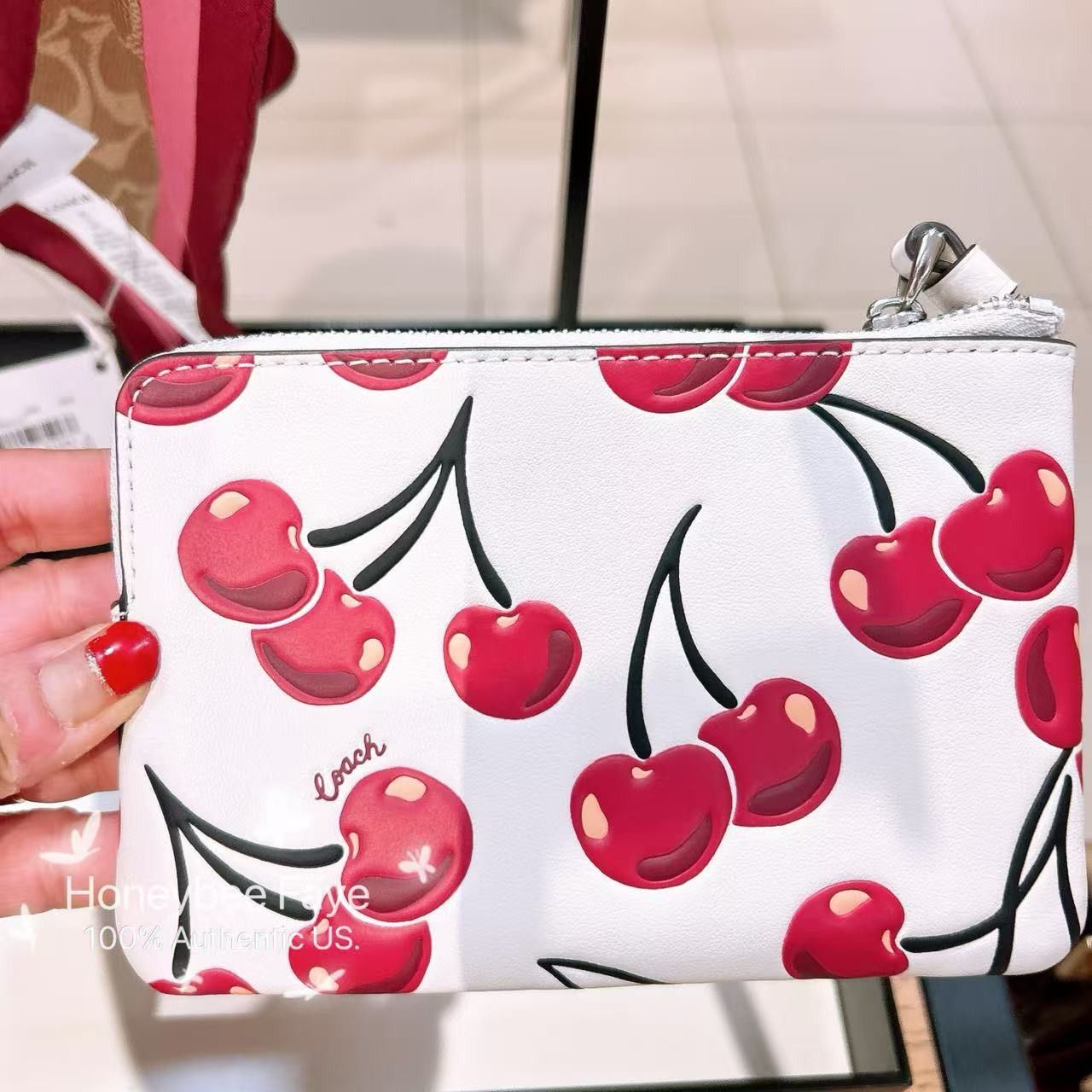 Coach 🍒 Corner Zip Wristlet With Cherry Print CZ451 | Grailed