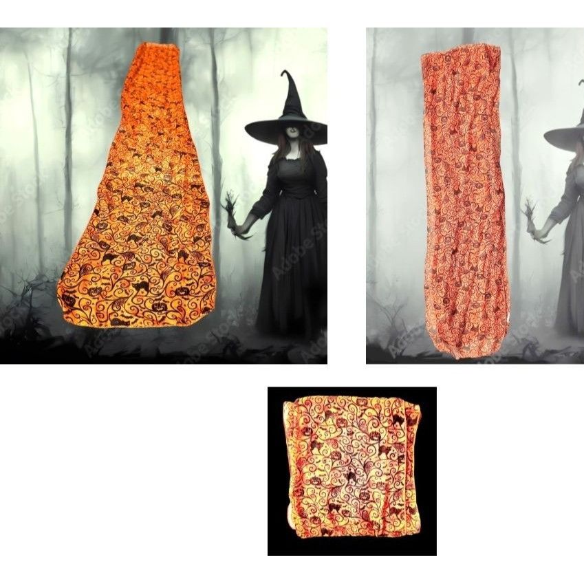 Vintage ViTG Halloween Neck Scarf Orange Black Cats Jack O Lantern B Size ONE SIZE - 9 Thumbnail