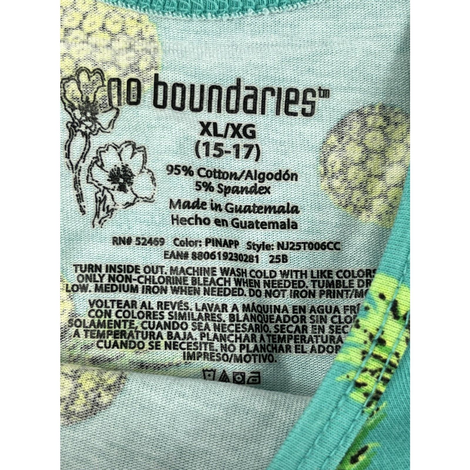 Vintage No Boundaries Tank Top Teal Beach Sleeveless Shirt XL Juniors Teens Cotton Blend Floral Logo Pattern Tank Size XL / US 12-14 / IT 48-50 - 2 Thumbnail
