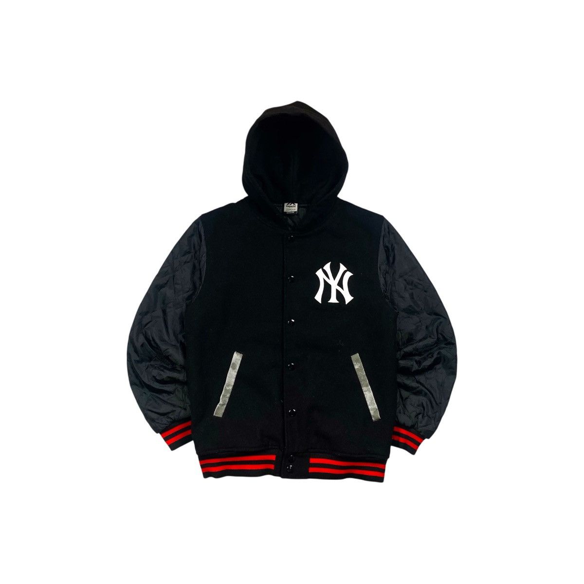 Majestic Vintage y2k Majestic New York Hooded Varsity Jacket Size US M / EU 48-50 / 2 - 1 Thumbnail