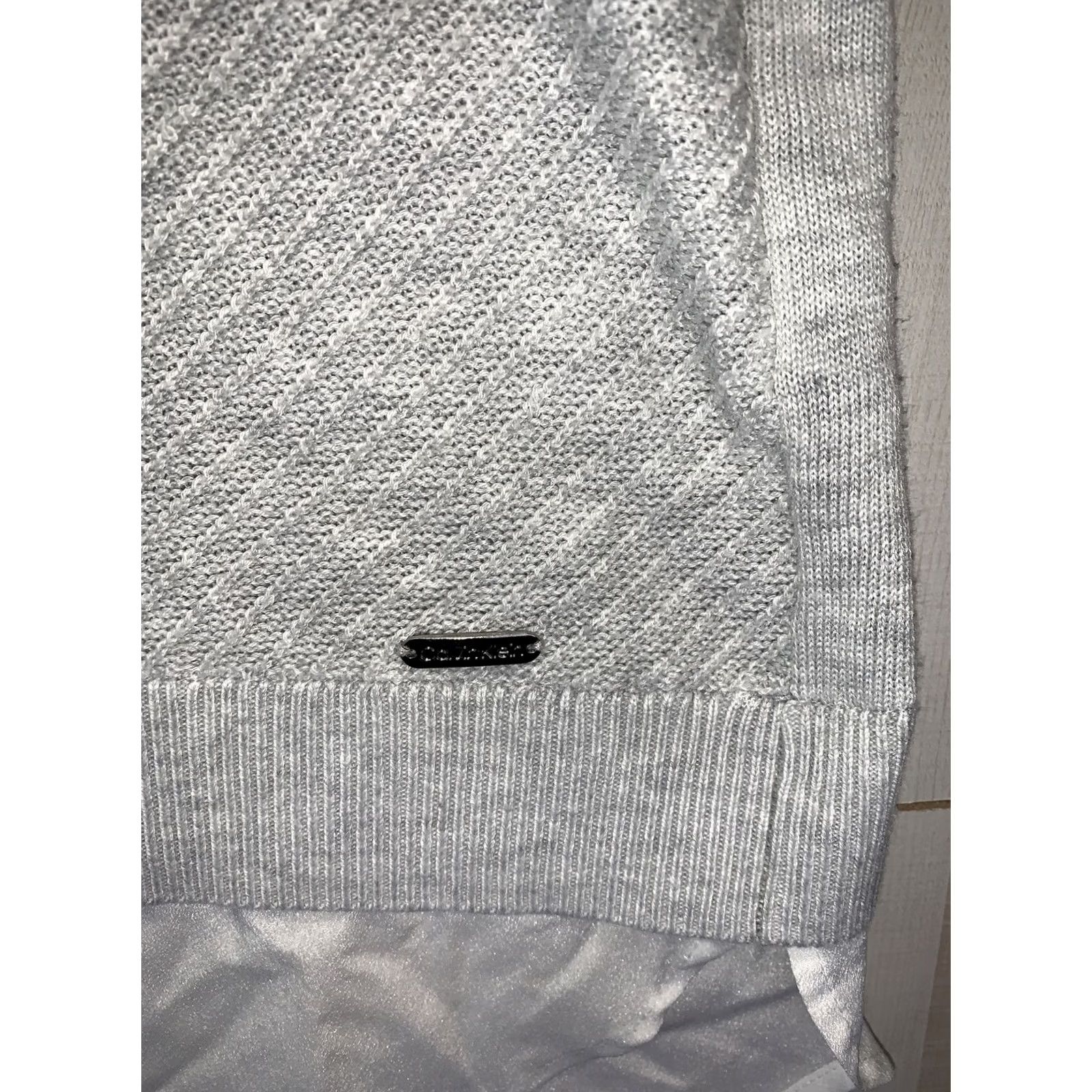 Calvin Klein Calvin Klein Women’s M Gray Lightweight Sweater Top W/Chiffon Trim-4222 Sweater Pullover Casual Knit Shirt Womens Size M / US 6-8 / IT 42-44 - 4 Thumbnail