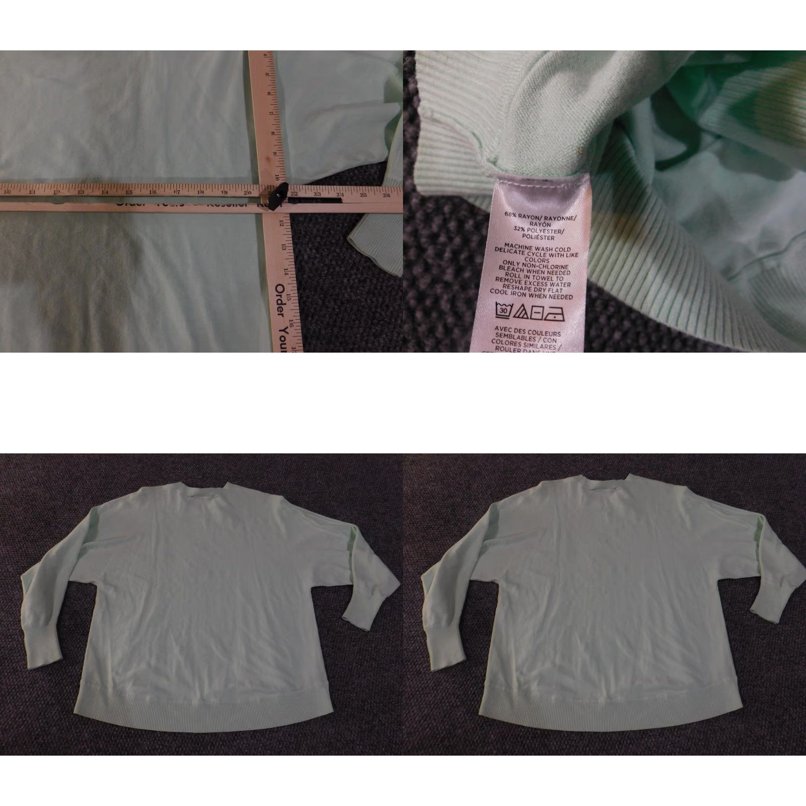 Loft VINTAGE LOFT Sweater Womens Medium Mint Green Crewneck Pullover Long Sleeve Ribbed Hem Size M / US 6-8 / IT 42-44 - 8 Thumbnail