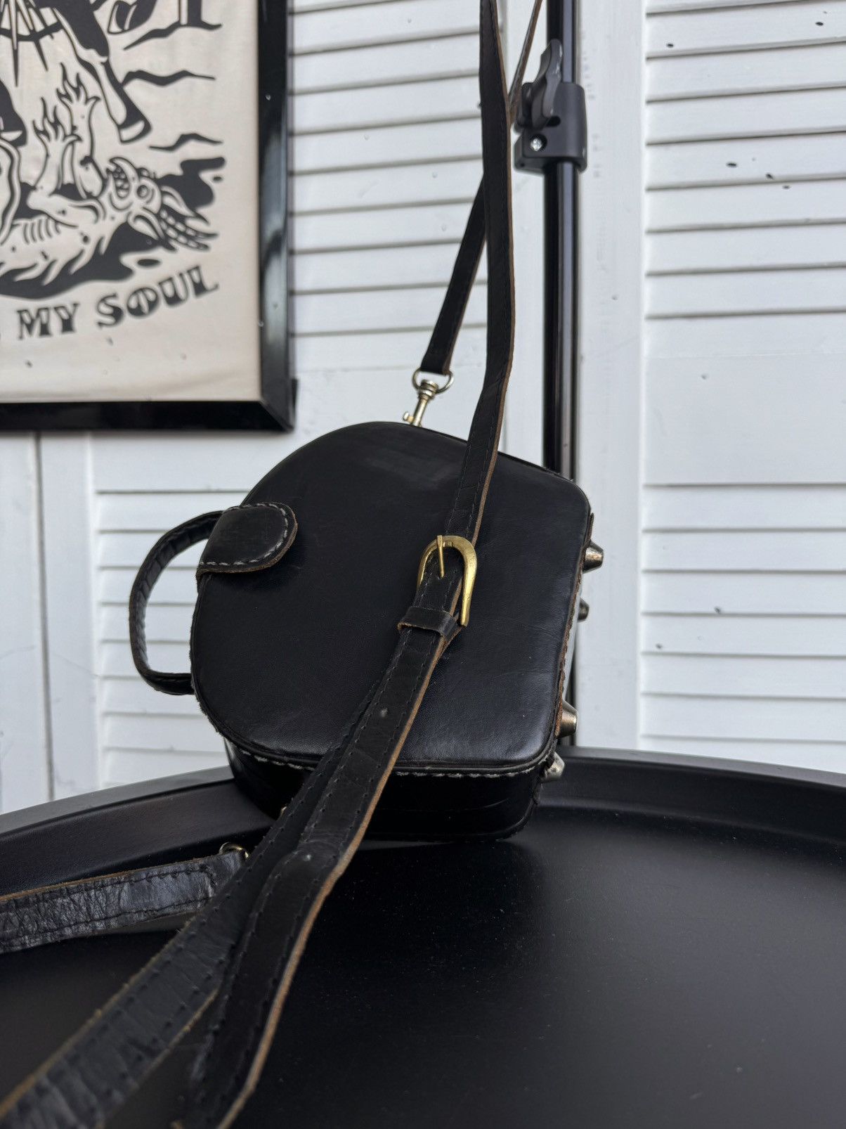 Vintage Vintage Handcrafted Leather Mini Bag Hard Shell Artisan Made Size ONE SIZE - 15 Thumbnail
