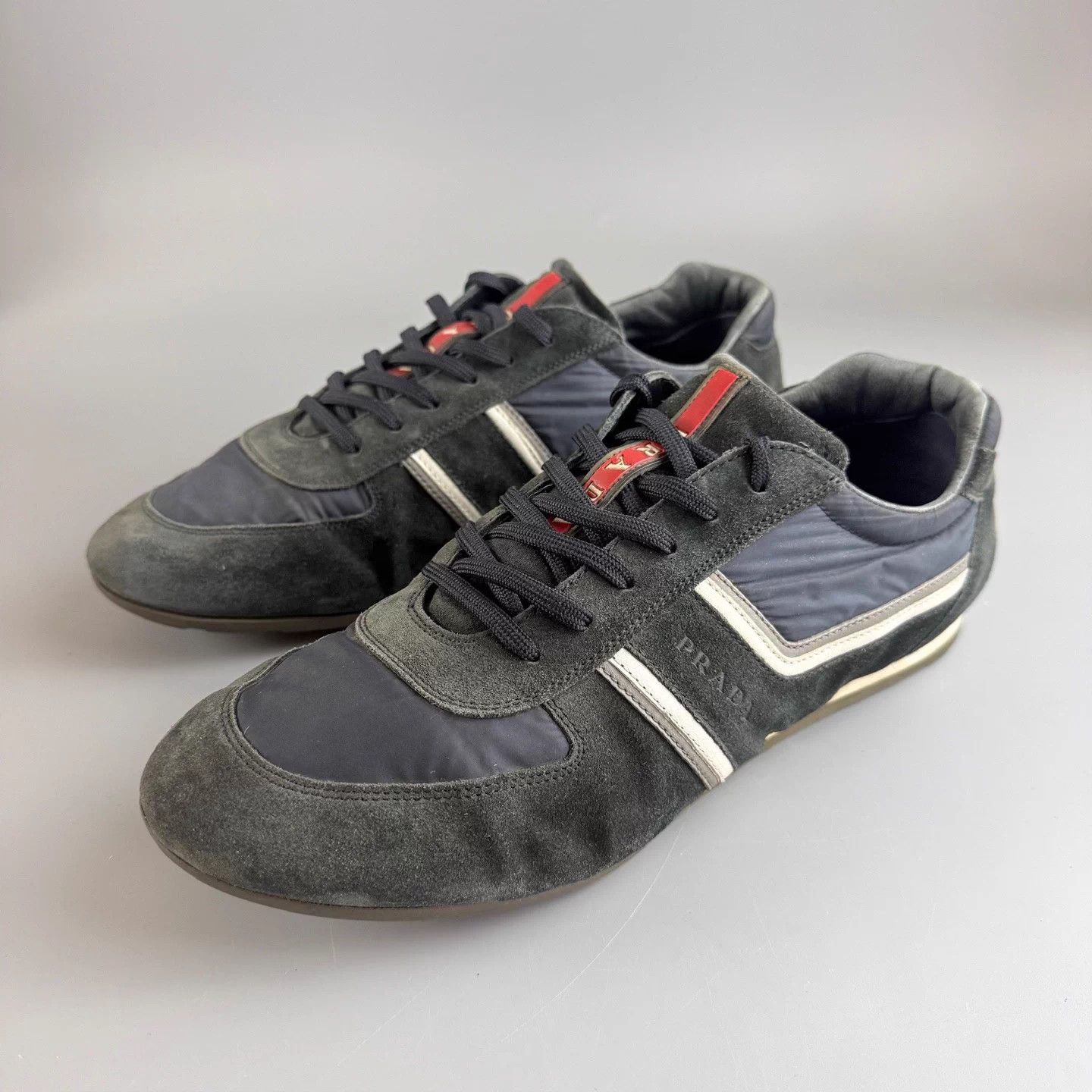 Prada Prada White Blue Suede Logo Lace Sneakers 41 Size US 8 / EU 41 - 1 Thumbnail