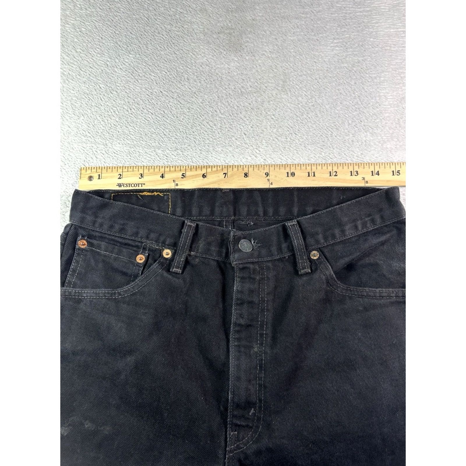 Levi's VINTAGE Levi's 521 Jeans Men Black 32x34 Straight Distressed 5-Pocket Denim Zip Button Leather Logo 90s USA Size US 32 / EU 48 - 6 Thumbnail