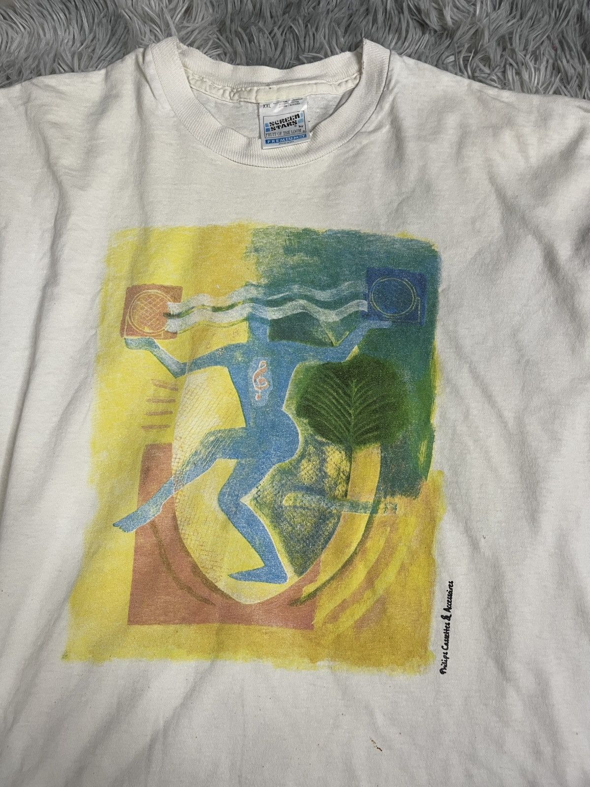 Vintage Vintage 90s Philips Cassettes & Accessories Abstract Art Tee Size US XXL / EU 58 / 5 - 3 Thumbnail