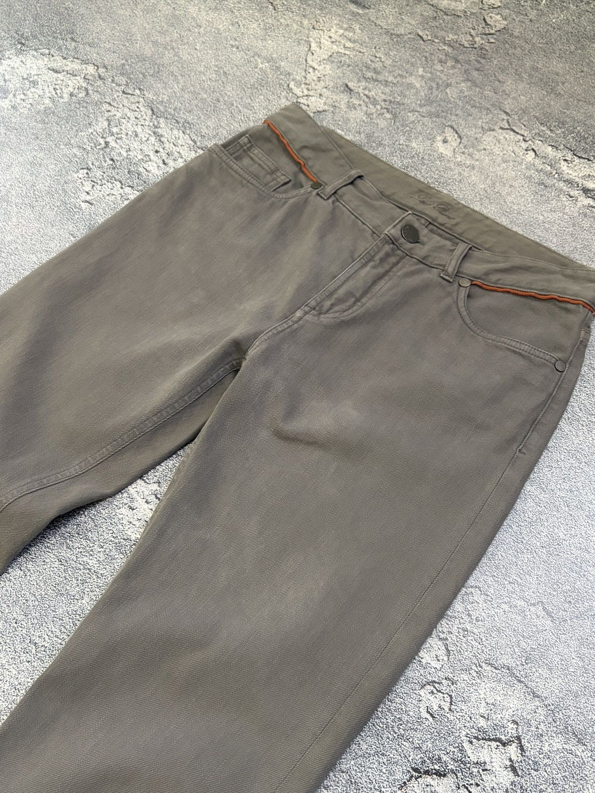 Loro Piana LORO PIANA Luxury Grey Straight Pants Orange Trim IT 40 Size 27" / US 4 / IT 40 - 10 Thumbnail