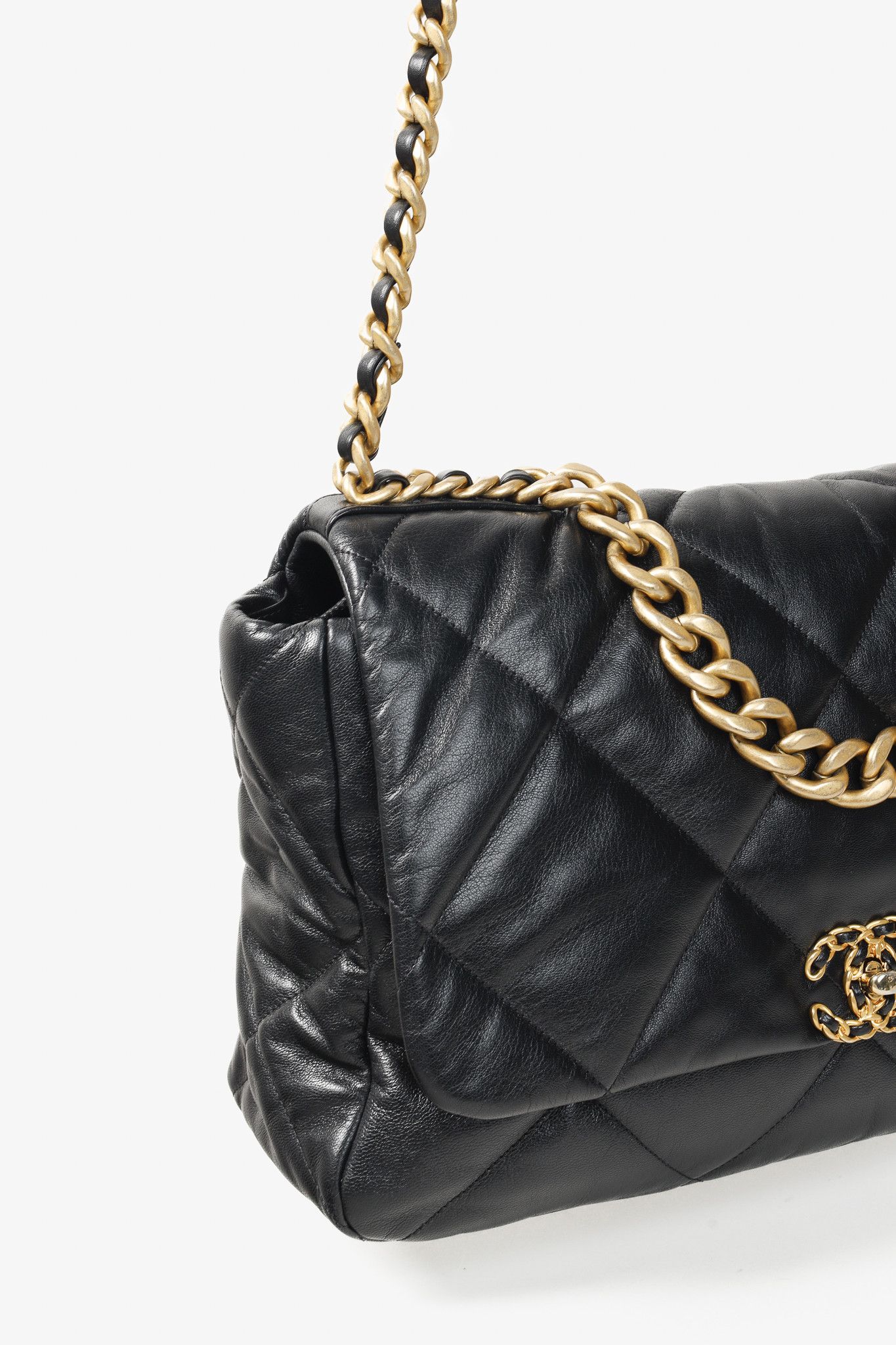 Chanel Chanel Maxi 19 Large Two-Tone Chain Black Leather Flap Bag Size ONE SIZE - 9 Thumbnail
