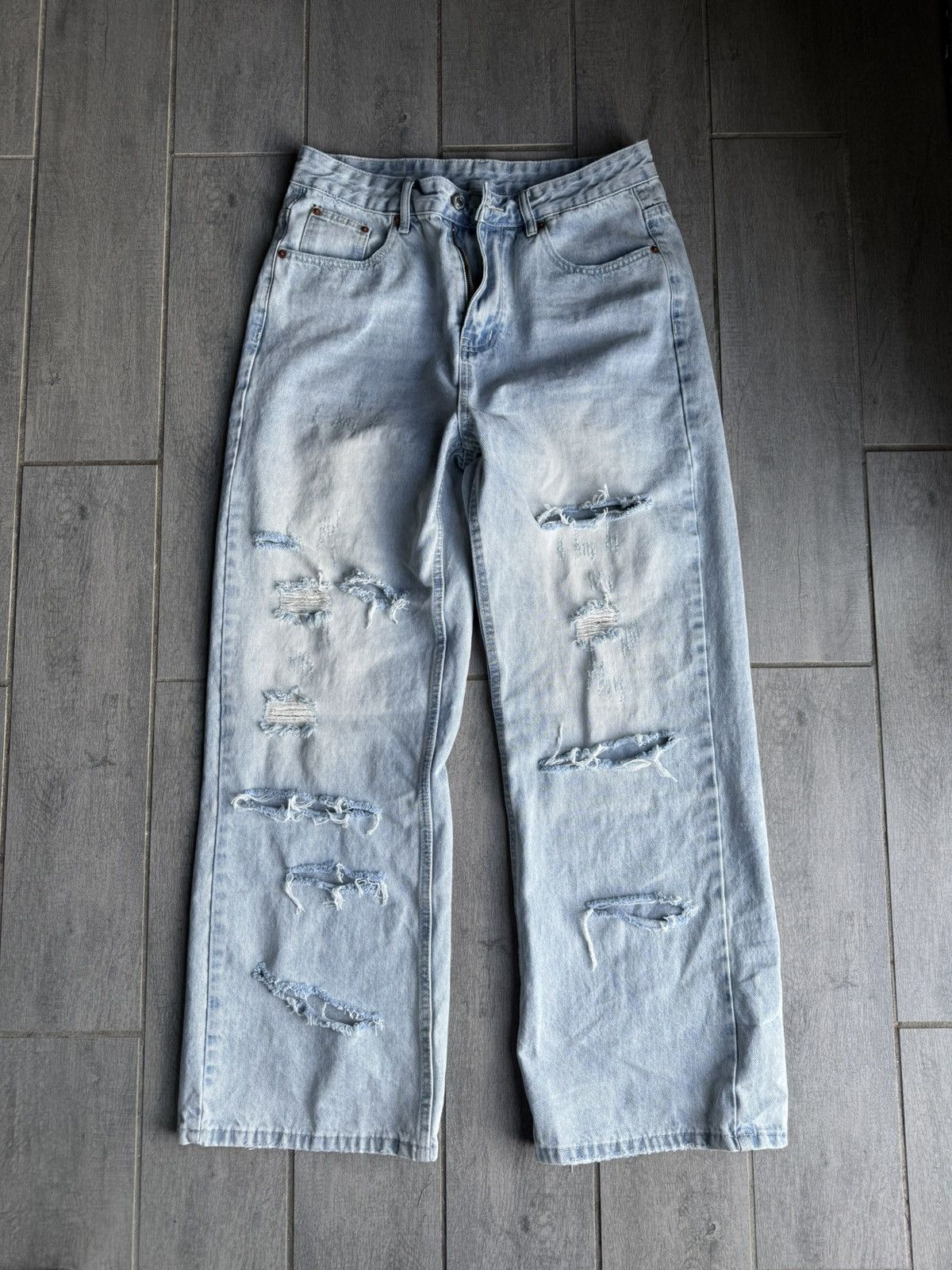 Japanese Brand Blue Washed Distressed Denim Size US 32 / EU 48 - 1 Thumbnail