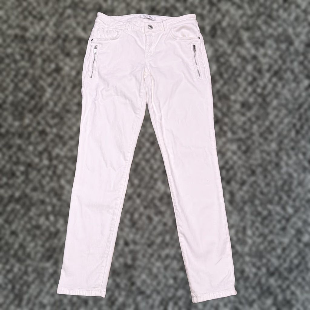 Guess GUESS Power Stretch Skinny Jeans Womens 26 White Low Rise Zippers Ankle - 5-Pocket Denim Slim Stretch Size 26" / US 2 / IT 38 - 1 Thumbnail