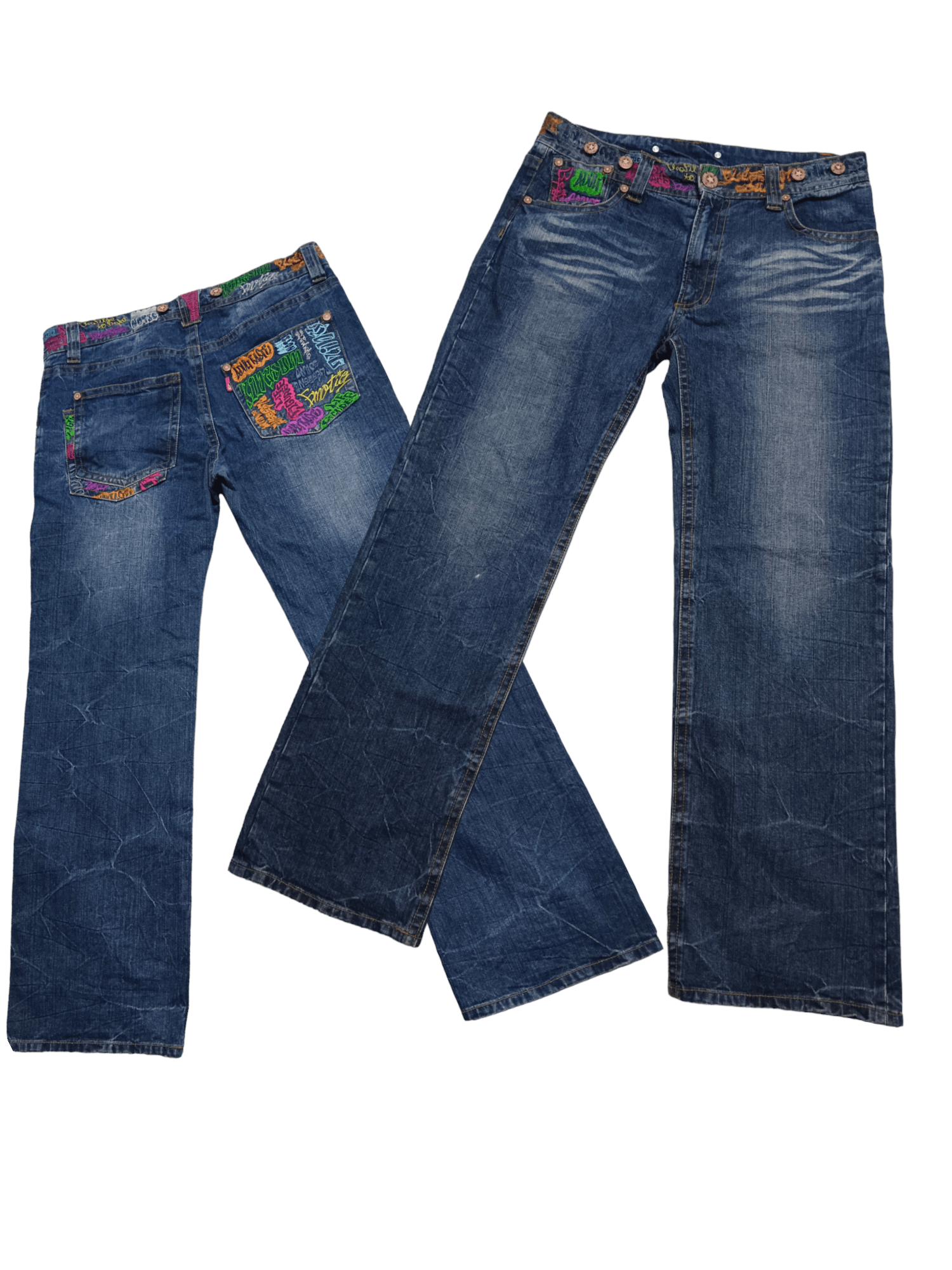 Japanese Brand Original Jeans By Emotion Embroidery Denim Size US 34 / EU 50 - 1 Thumbnail