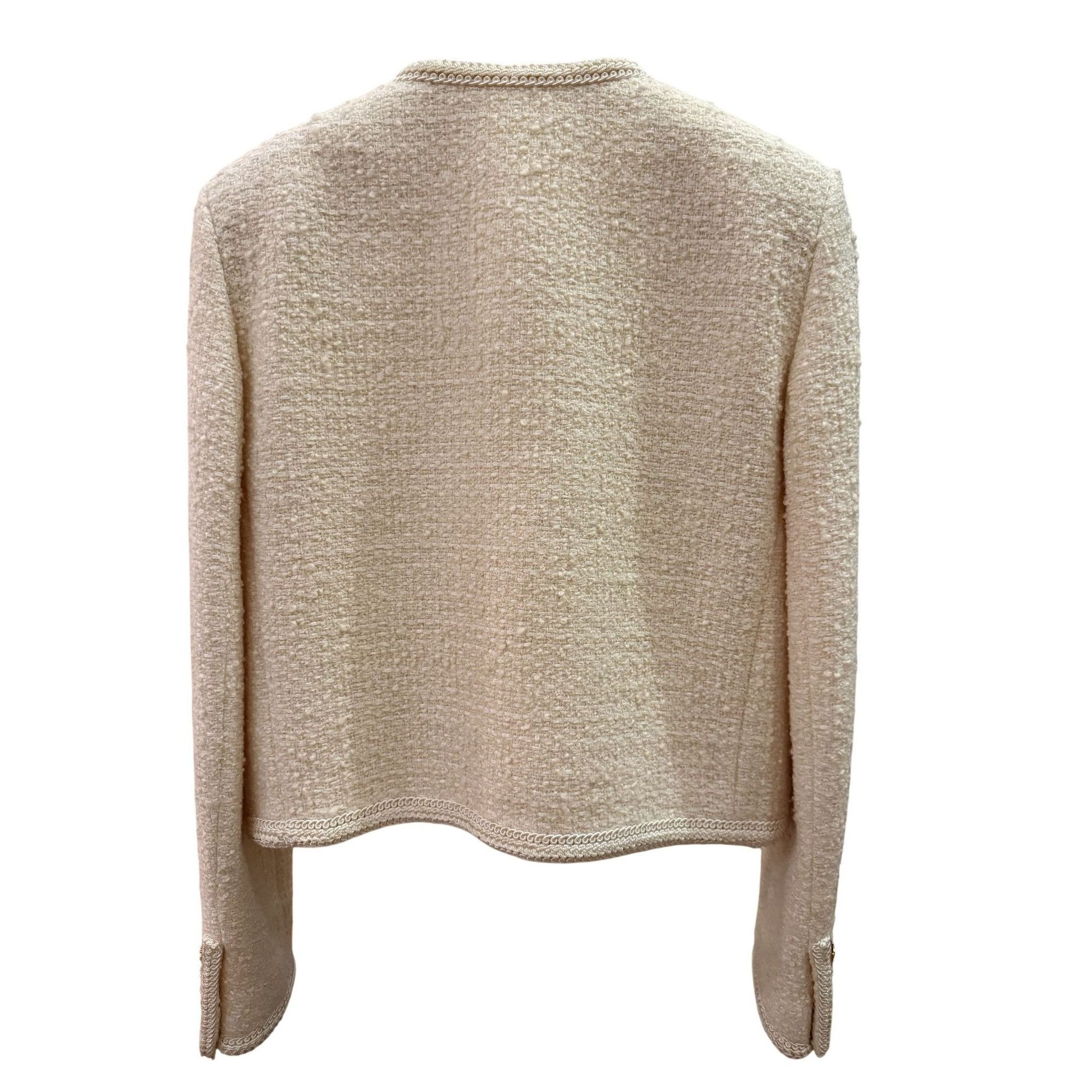 Celine Celine Womens Ivory Boucle Tweed Jacket With Gold Buttons & Size XS / US 0-2 / IT 36-38 - 2 Thumbnail