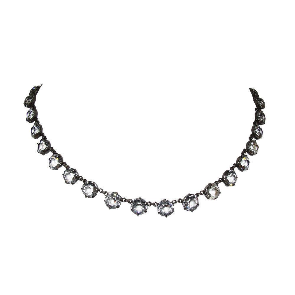 Designer Art Deco Bezel Set Rock Crystal Sterling Eternity Necklace Size ONE SIZE - 1 Thumbnail