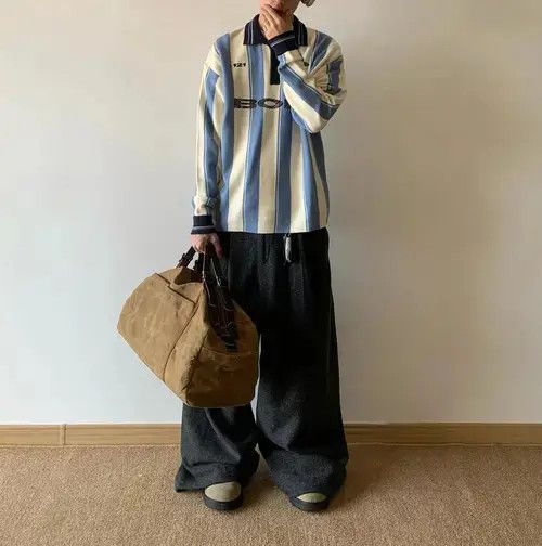 VIBE Kawakami x Miku Vintage Striped Long Sleeve Polo Shirt Size US L / EU 52-54 / 3 - 6 Thumbnail