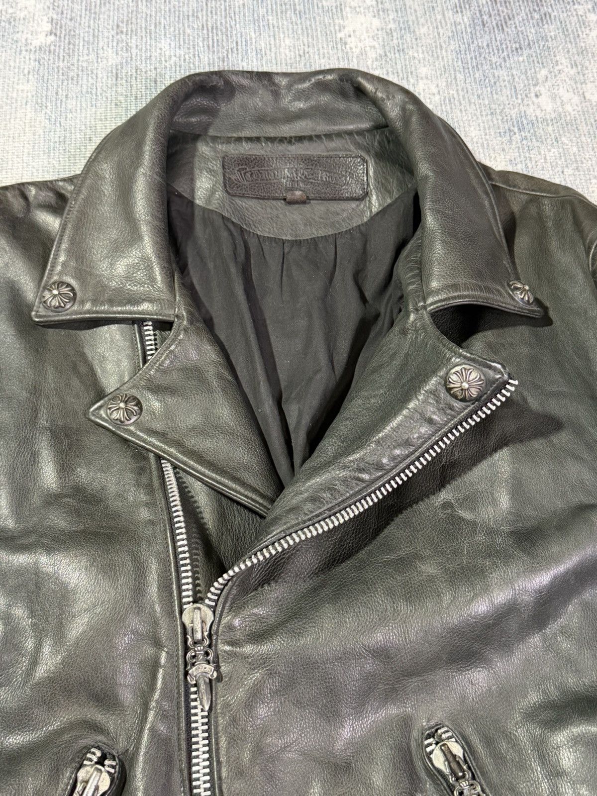 Chrome Hearts RARE! VINTAGE FIRST DAGGER PULL LEATHER JACKET Size US L / EU 52-54 / 3 - 9 Thumbnail