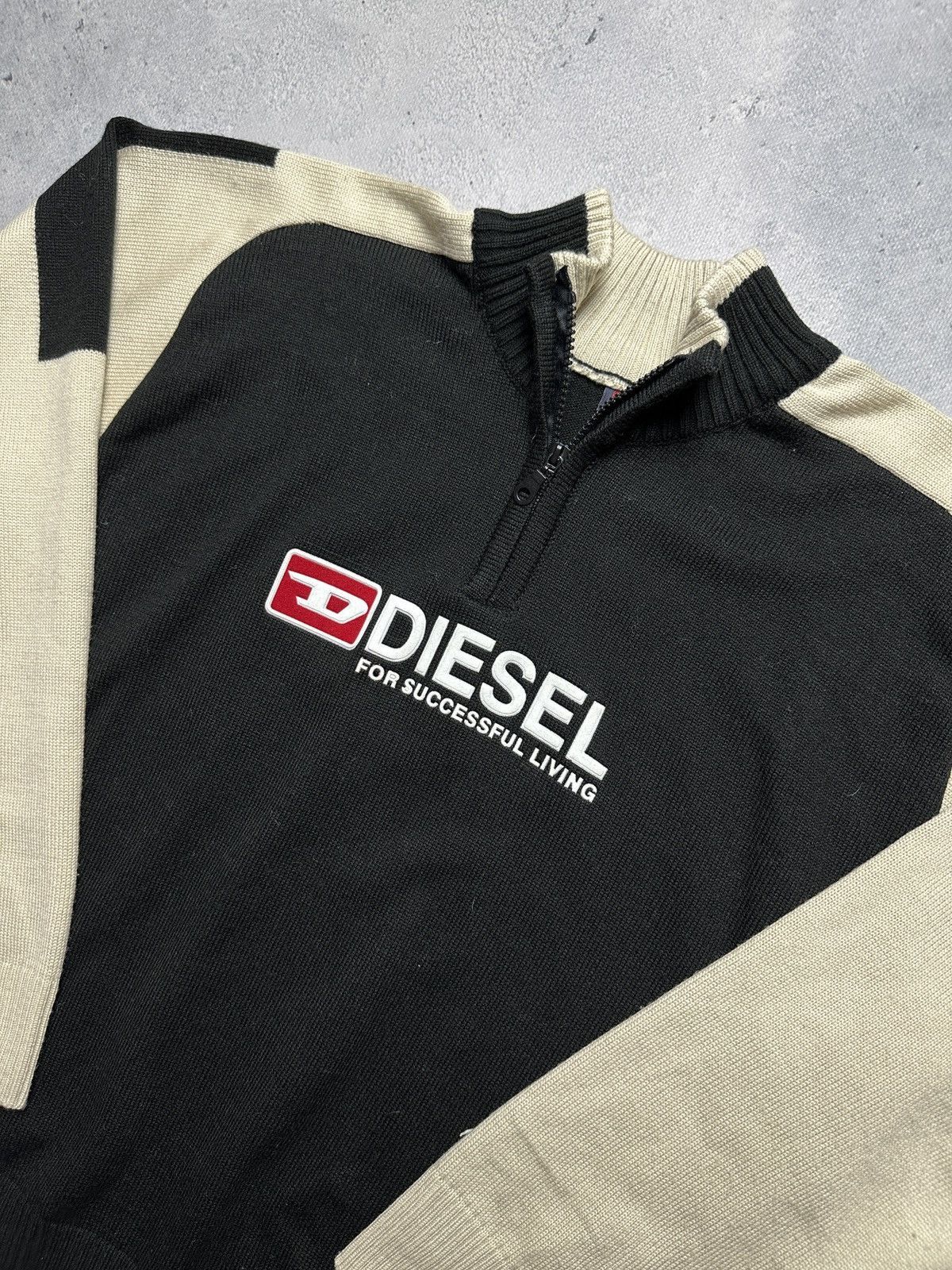 Diesel Diesel Vintage Distressed Knitwear Wool Half-Zip Sweater 90s Size US M / EU 48-50 / 2 - 2 Thumbnail