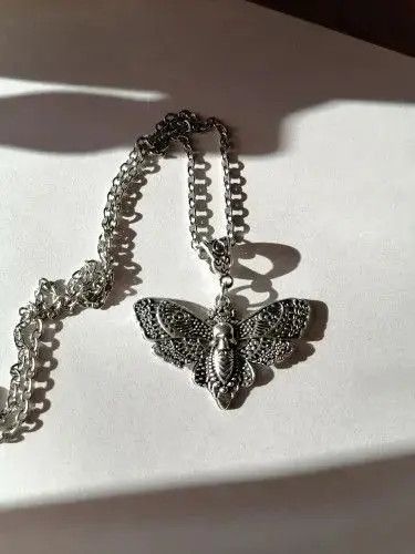 Jewelry Skull Gothic Butterfly Pendant Necklace Size ONE SIZE - 4 Thumbnail