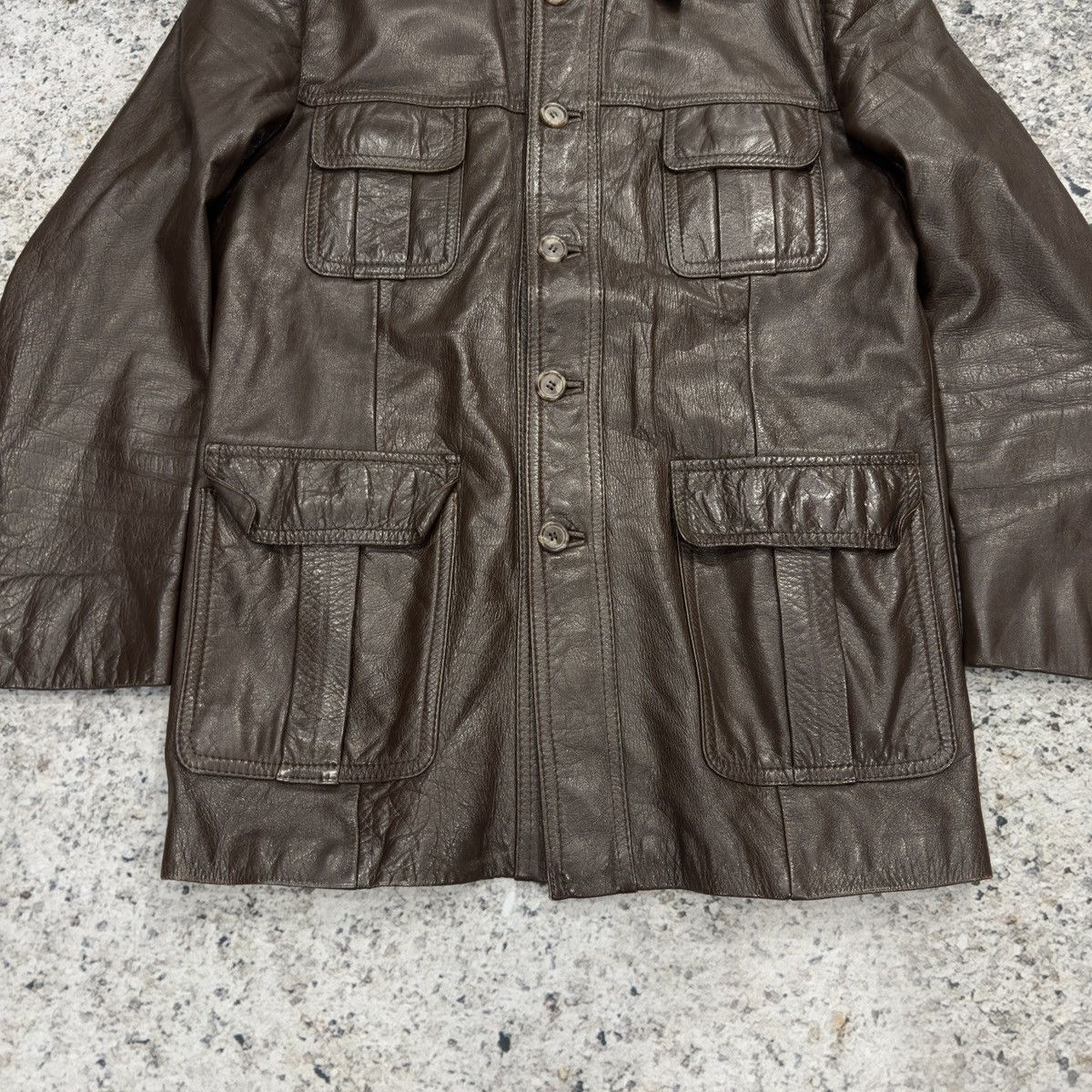 Vintage 70s Claybrooke Cowhide Brown Leather Mod Style Jacket Size US L / EU 52-54 / 3 - 8 Thumbnail