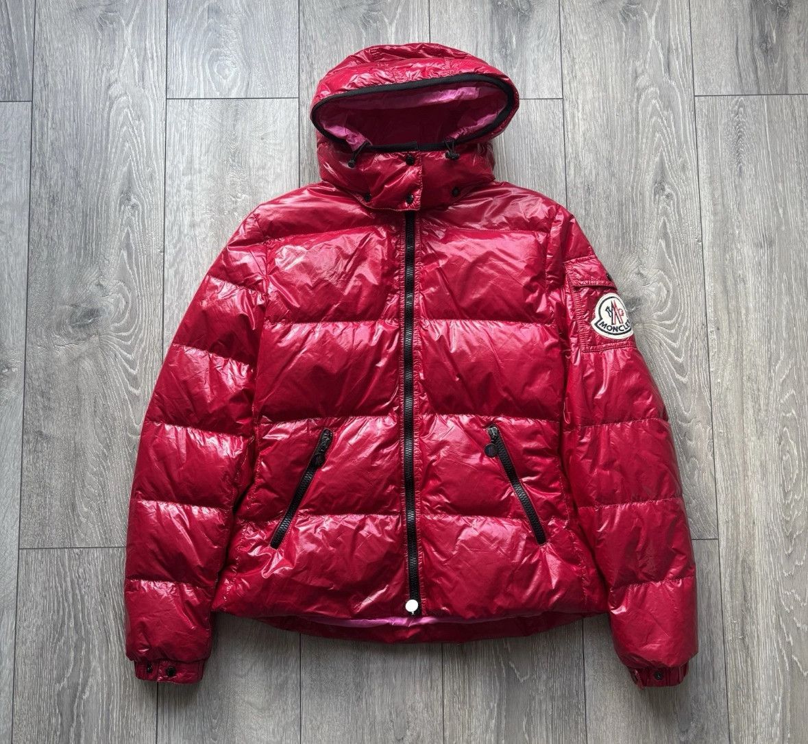 Moncler Badia Dark Pink Down Puffer Jacket Size 4