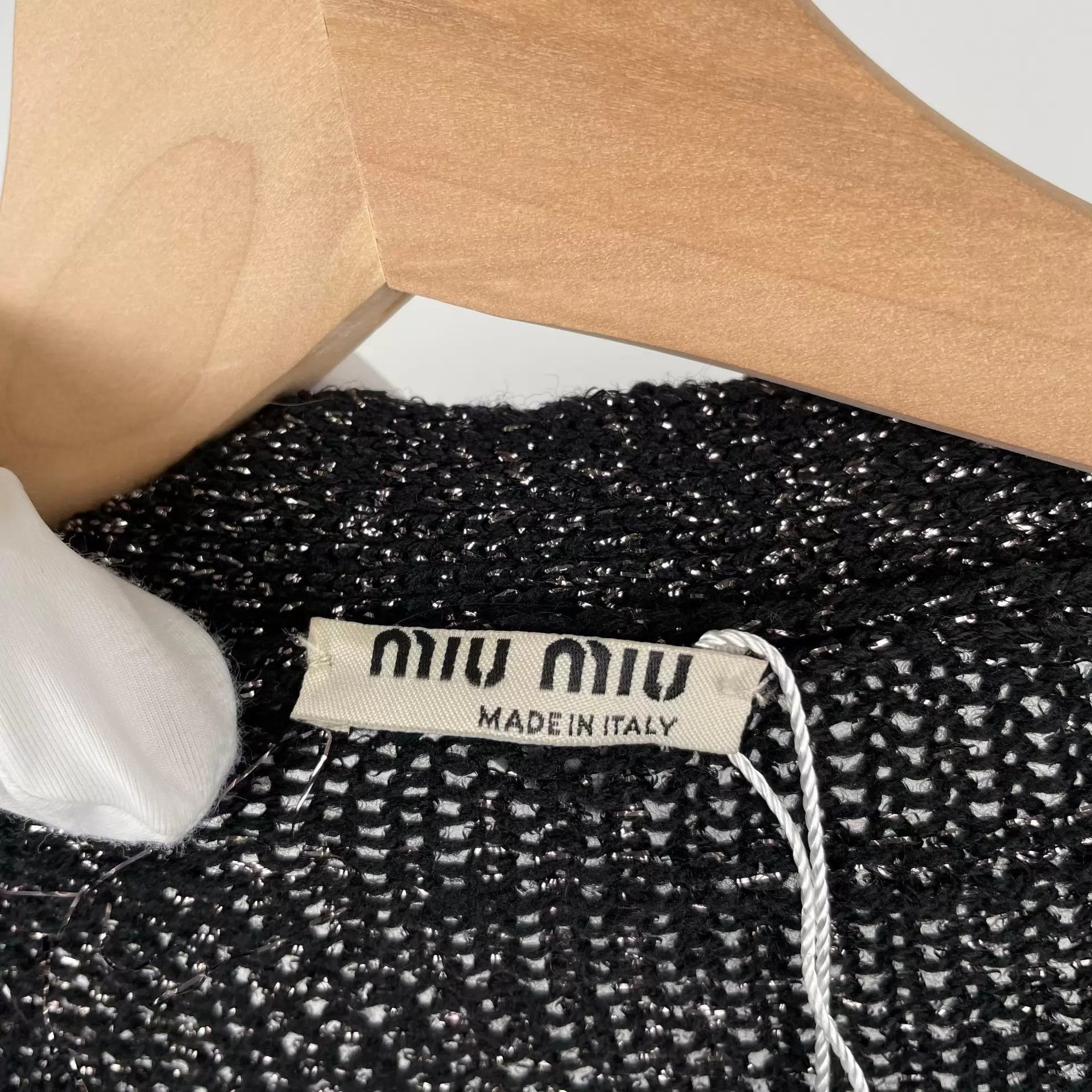 Miu Miu MIU MIU Black Metallic Knit Cardigan Size 38 Size XS / US 0-2 / IT 36-38 - 4 Thumbnail