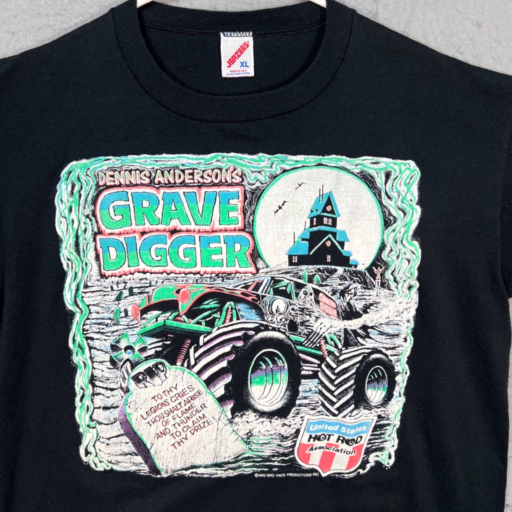 Jerzees VINTAGE Dennis Andersons Grave Digger Monster Truck T Shirt Adult XL Black Shirt Mens 90s T-Shirt Size US XL / EU 56 / 4 - 5 Thumbnail