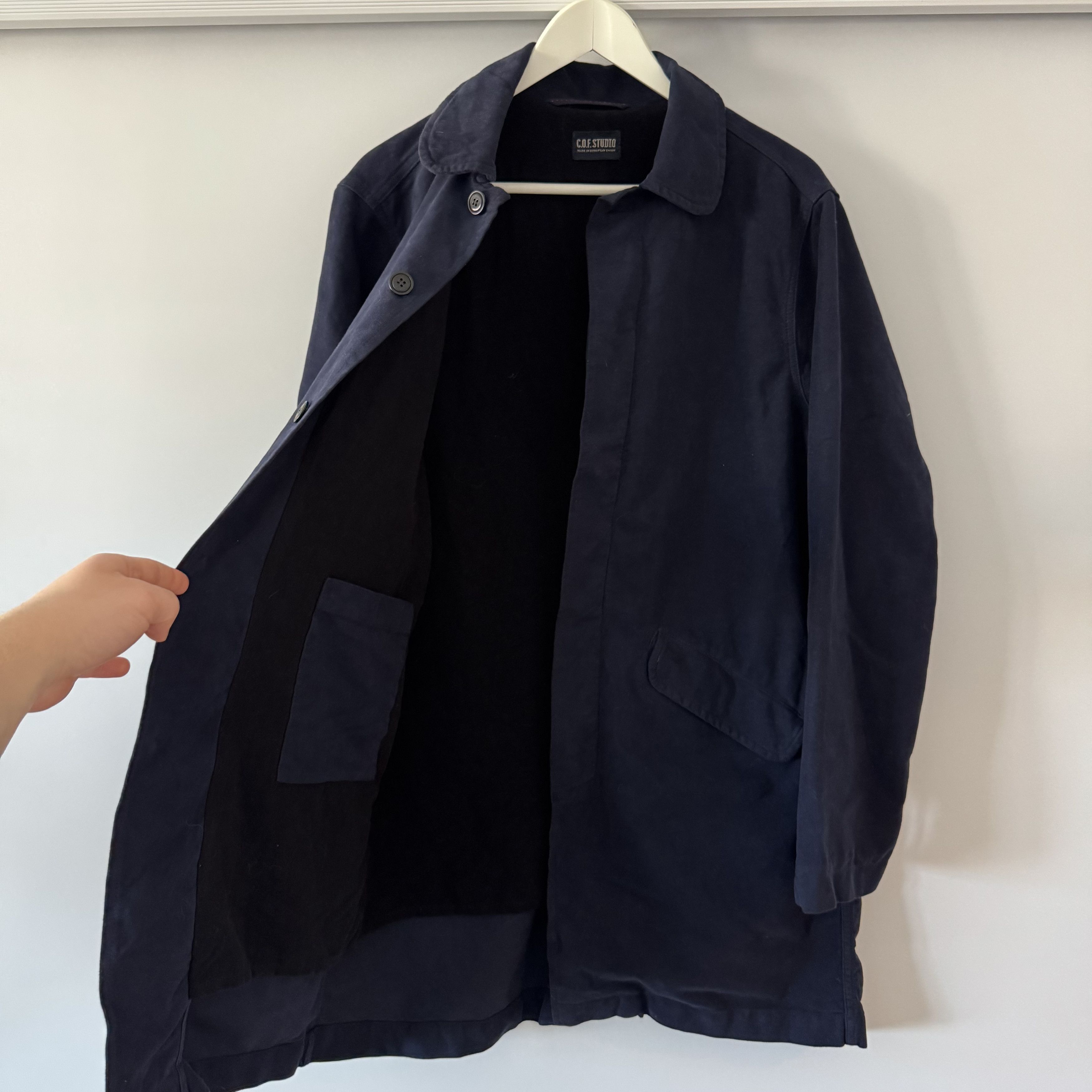 C.O.F. Studio Men's C.O.F Studio Navy Blue Moleskin Cotton Coat Size M Size US M / EU 48-50 / 2 - 5 Thumbnail