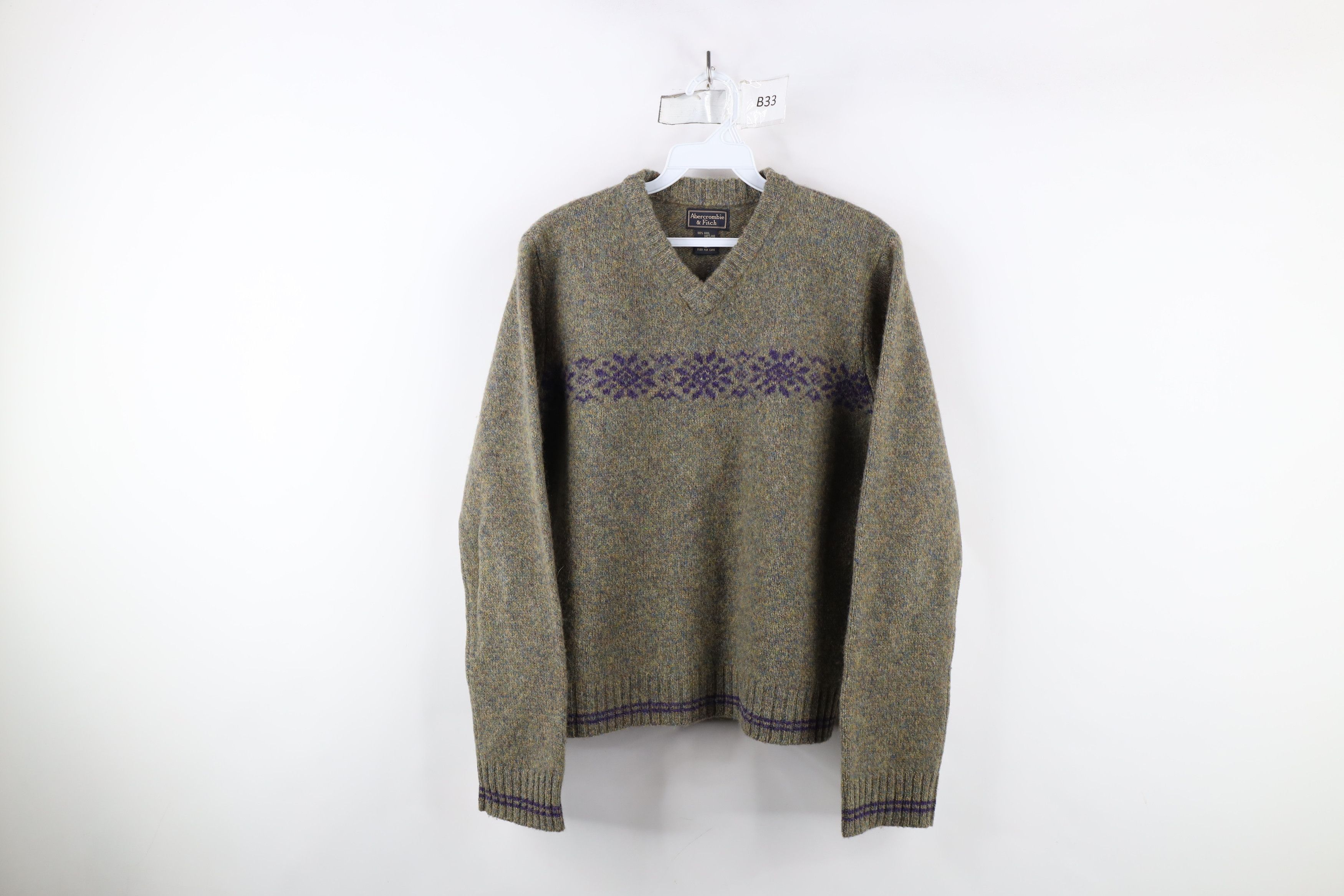Abercrombie & Fitch × Vintage Vintage 90s Abercrombie & Fitch Wool Knit Fair Isle Sweater Size L / US 10 / IT 46 - 1 Thumbnail