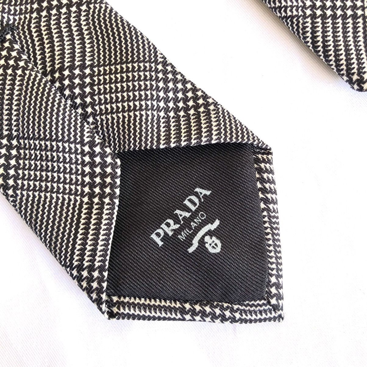 Prada PRADA MILANO Black White Tartan Slim Silk Tie Size ONE SIZE - 5 Thumbnail