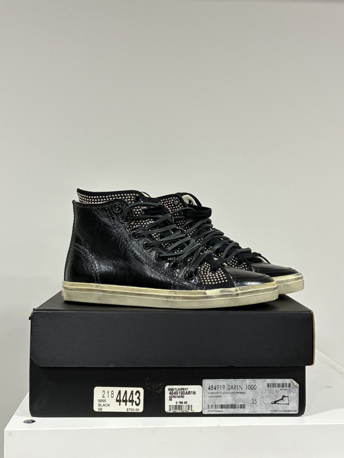 Saint Laurent Paris Double Studded High Top Sneaker EU 35 USA 5 Size US 5 / IT 35 - 5 Thumbnail