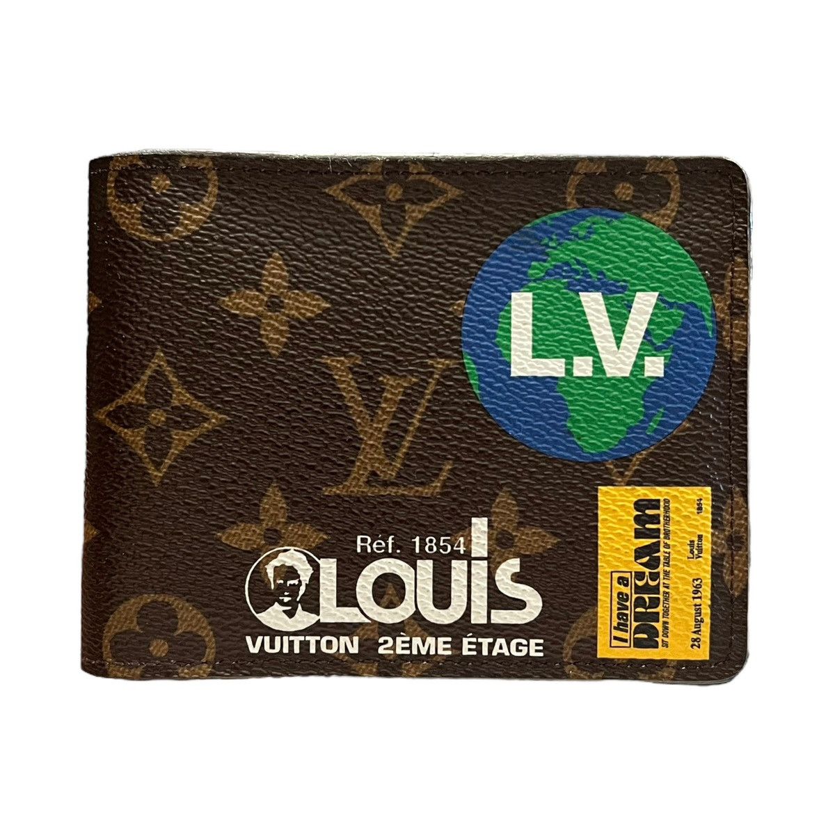 Pre-owned Louis Vuitton X Virgil Abloh Louis Vuitton Logo Story Monogram Multiple Wallet In Brown