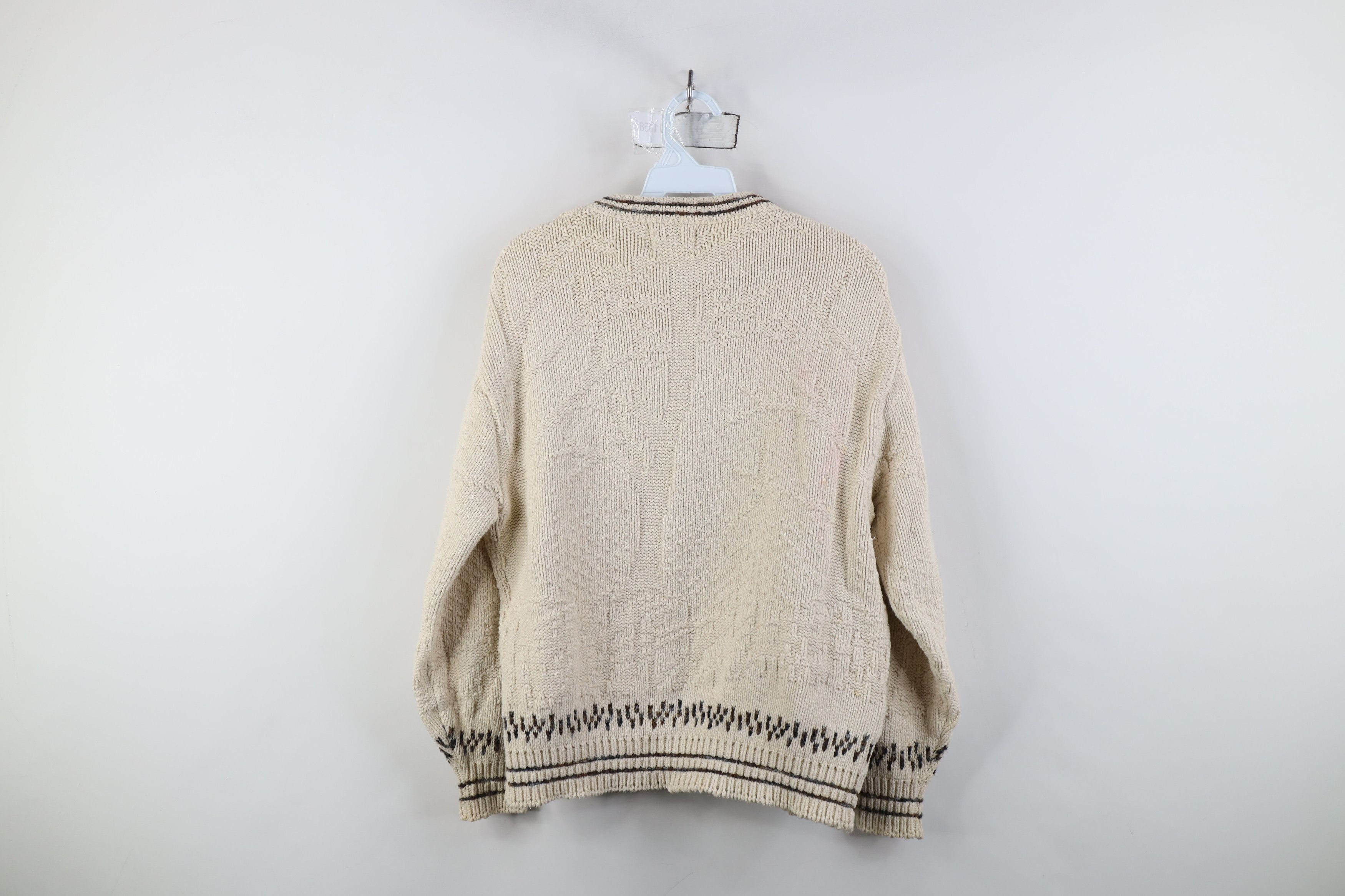 Cabelas Vintage 90s Cabelas Deer Raccoon Knit Sweater Cream USA Size M / US 6-8 / IT 42-44 - 10 Thumbnail