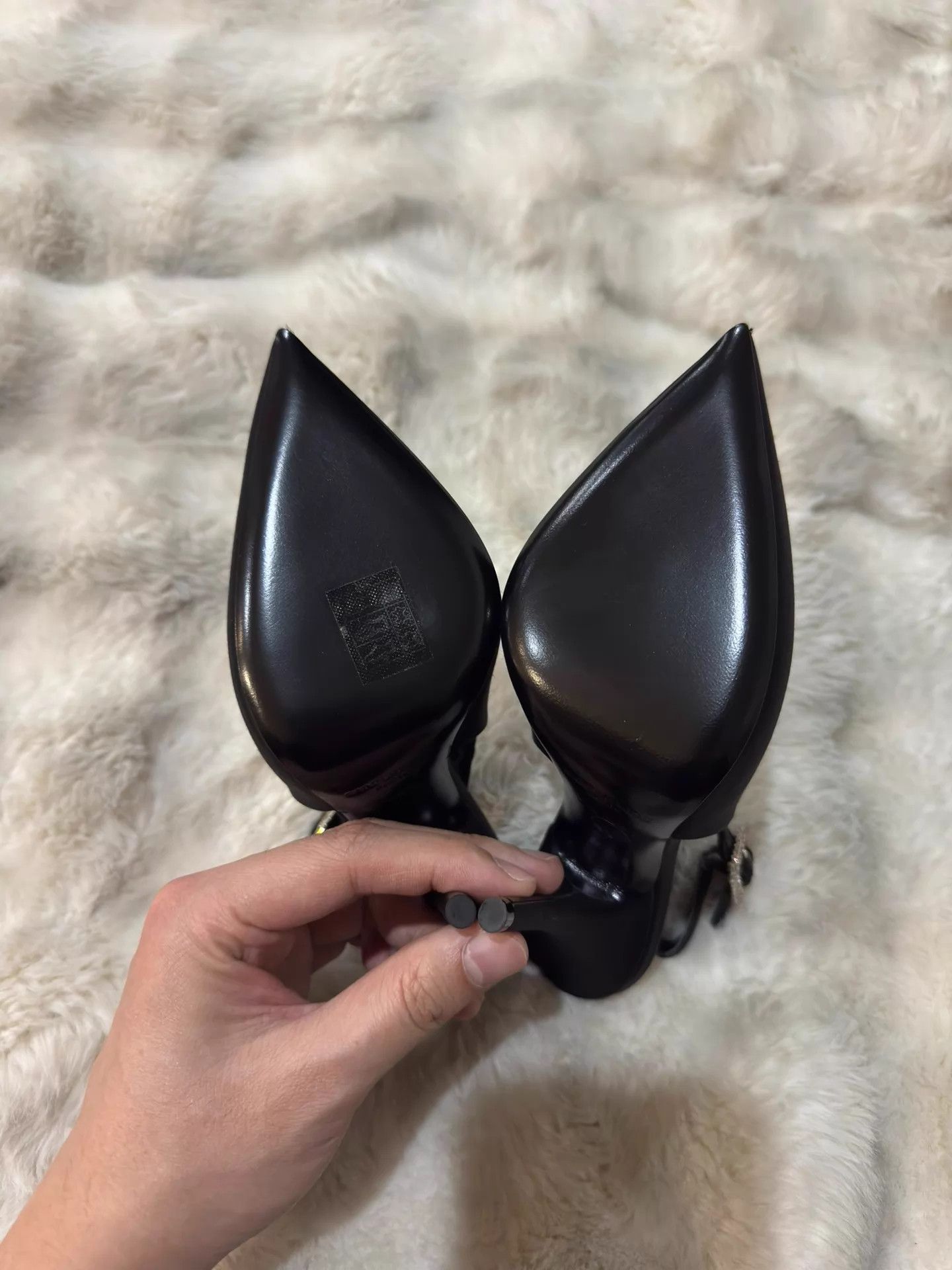 Saint Laurent Paris SLP Blk Crystal Satin Heels 35 New w/ Box & Dust Bag Size US 4.5 / IT 34.5 - 7 Thumbnail