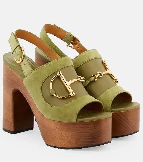 Gucci o1loc1c0426 834420 Women's Platform Sandals With Horsebit Size US 7 / IT 37 - 1 Thumbnail
