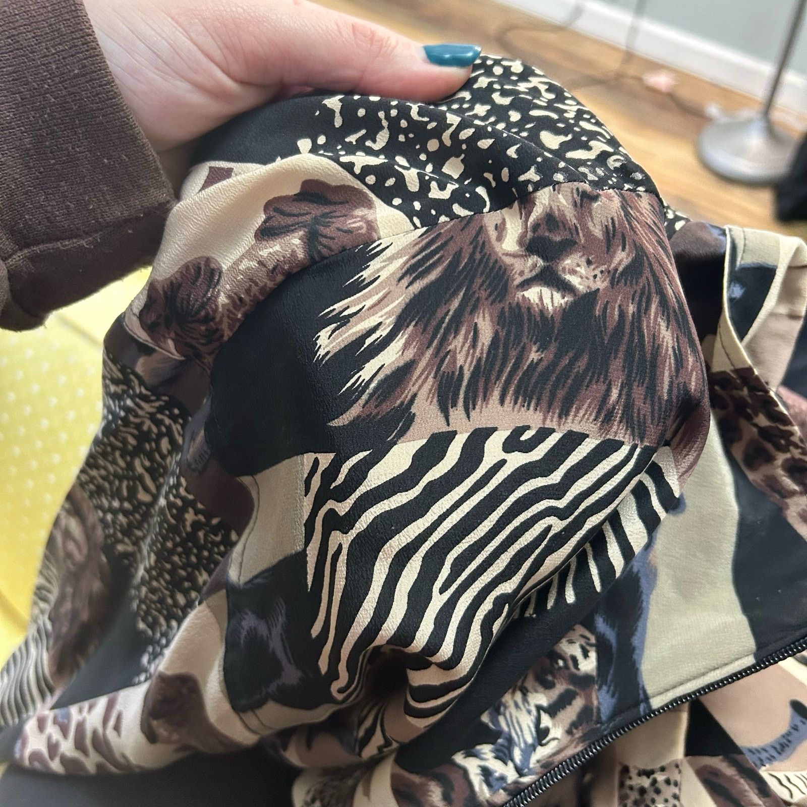 Vintage 90s Vintage Bomber Jacket Animal Print Patchwork Silk Large Size L / US 10 / IT 46 - 6 Thumbnail